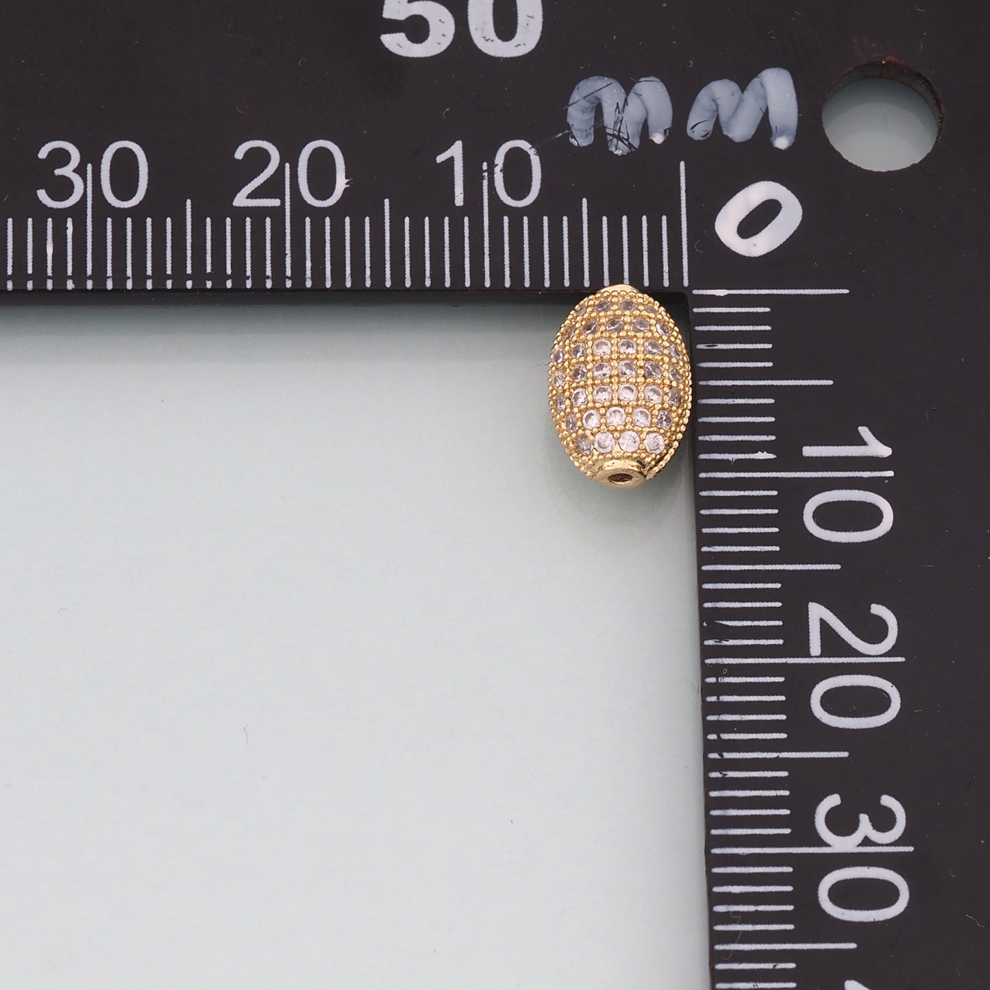 Gold Oval Beads Charms,18K Gold Filled CZ Oval Spacer Beads Bracelet Necklace for DIY Jewelry Making Supply