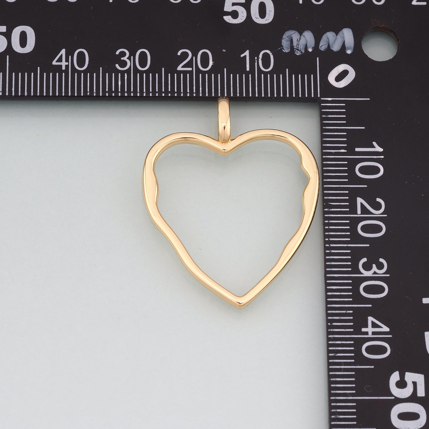 18K Gold Filled Heart Pendant,Heart Charm Bracelet Necklace for DIY Jewelry Making Supply