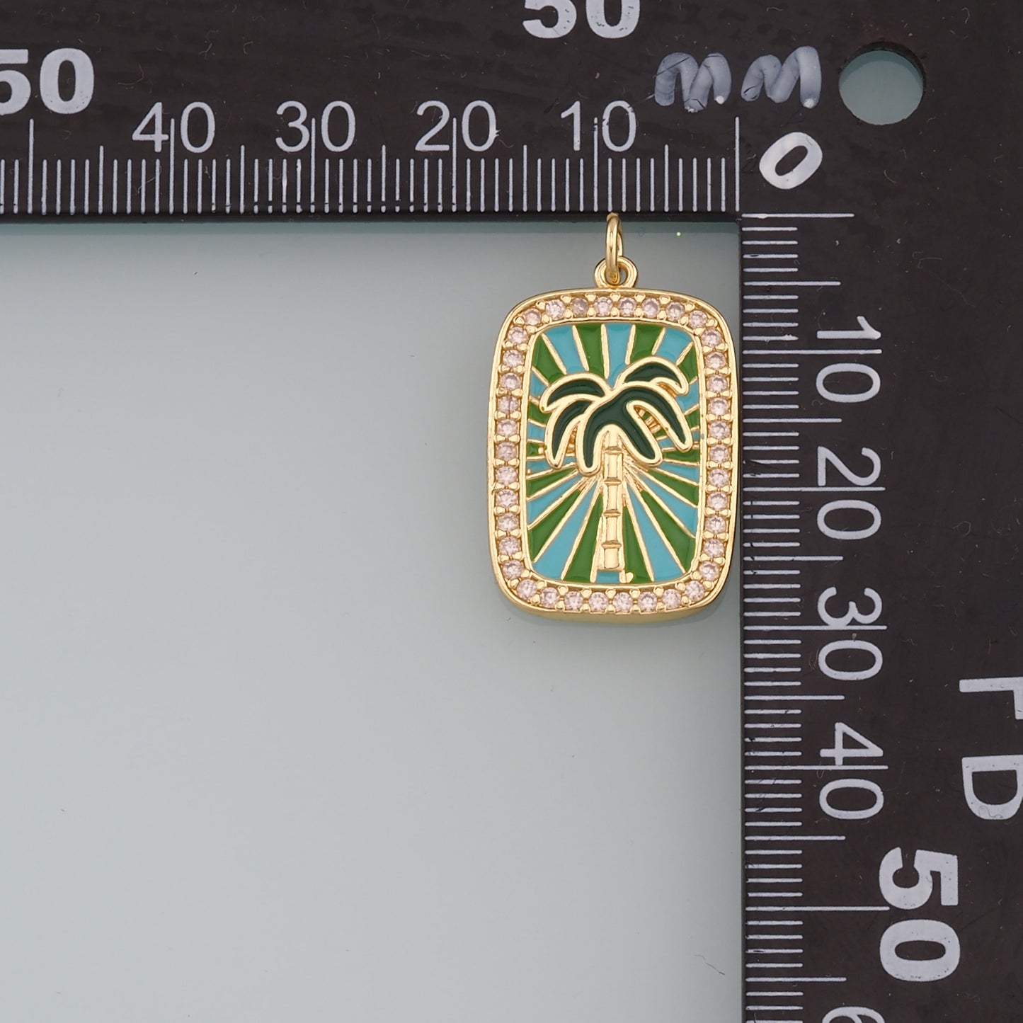 Gold Palm Tree Charms,18K Gold Filled Palm tree Pendant,Enamel coconut tree Charm Bracelet Necklace for DIY Jewelry Making Supply