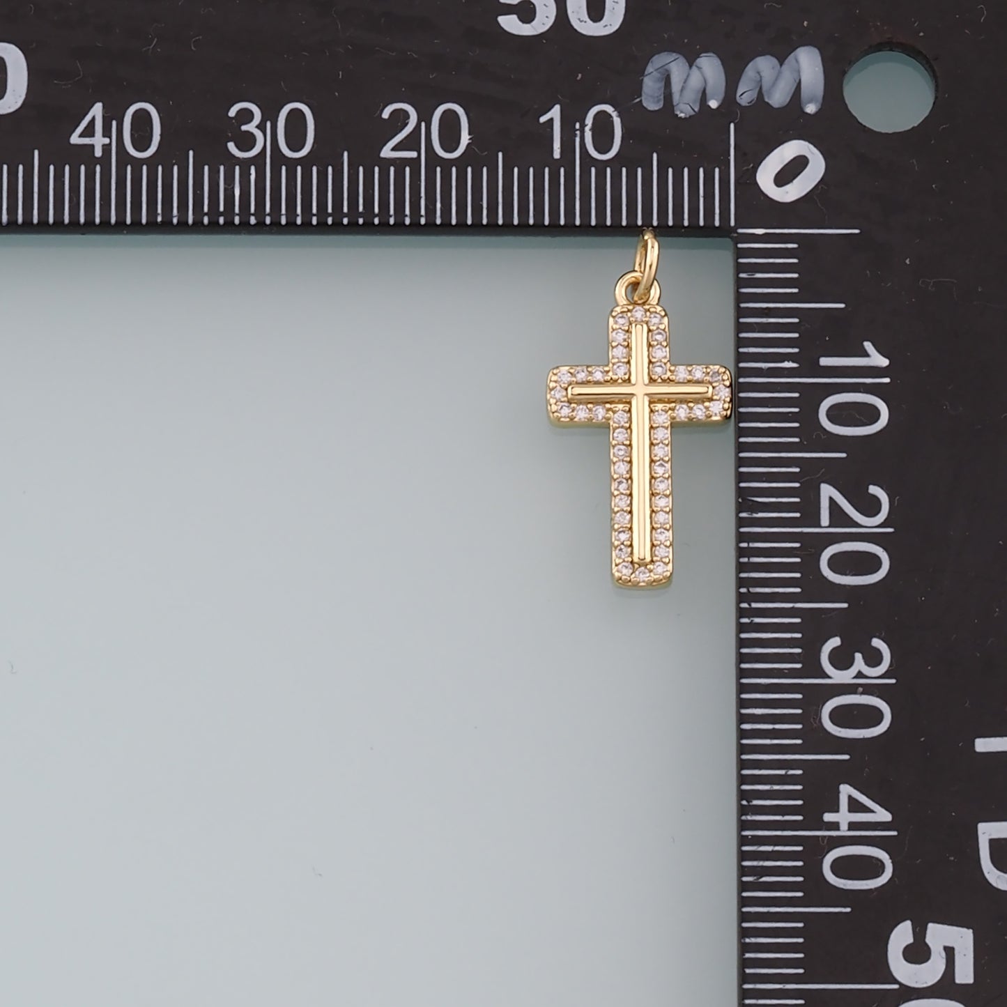 Gold Cross Charms,18K Gold Filled Cross Pendant,CZ Micro Pave Cross Charm Bracelet Necklace for DIY Jewelry Making Supply