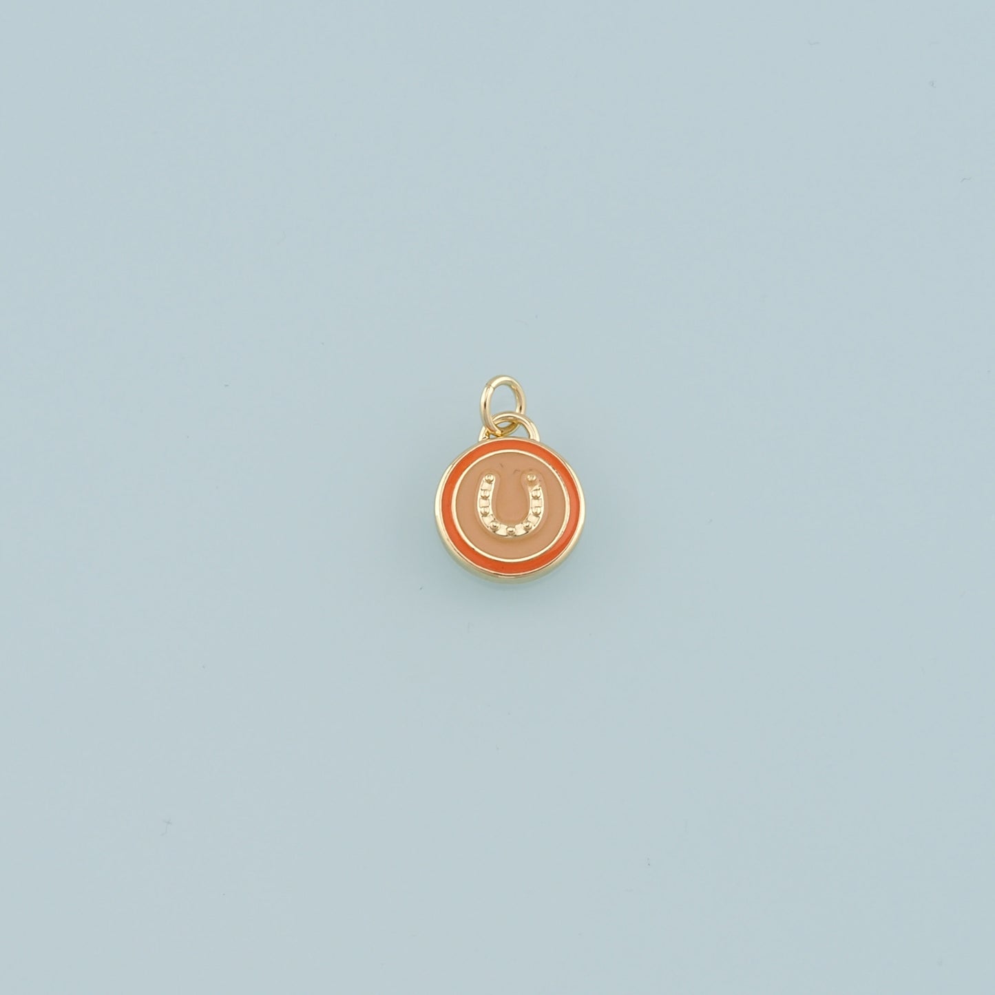 Gold horseshoe Charms,18K Gold Filled horseshoe Pendant,Enamel horseshoe Charm Bracelet Necklace for DIY Jewelry Making Supply