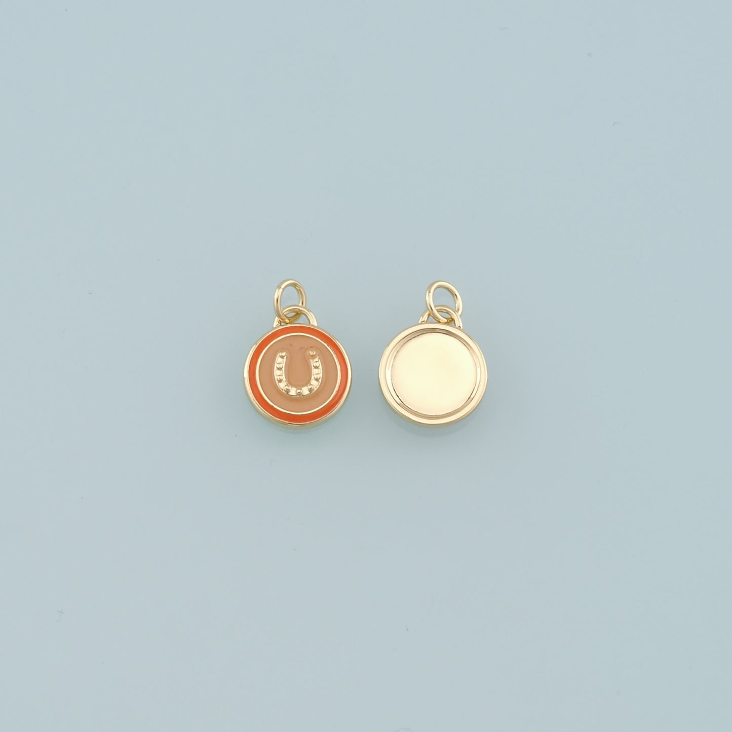 Gold horseshoe Charms,18K Gold Filled horseshoe Pendant,Enamel horseshoe Charm Bracelet Necklace for DIY Jewelry Making Supply
