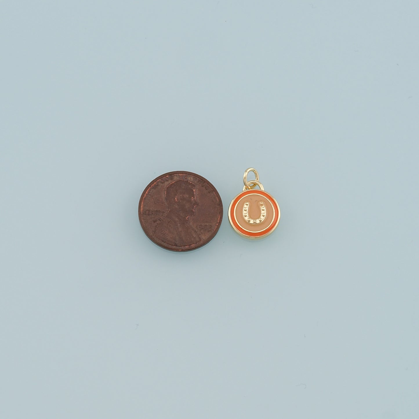 Gold horseshoe Charms,18K Gold Filled horseshoe Pendant,Enamel horseshoe Charm Bracelet Necklace for DIY Jewelry Making Supply