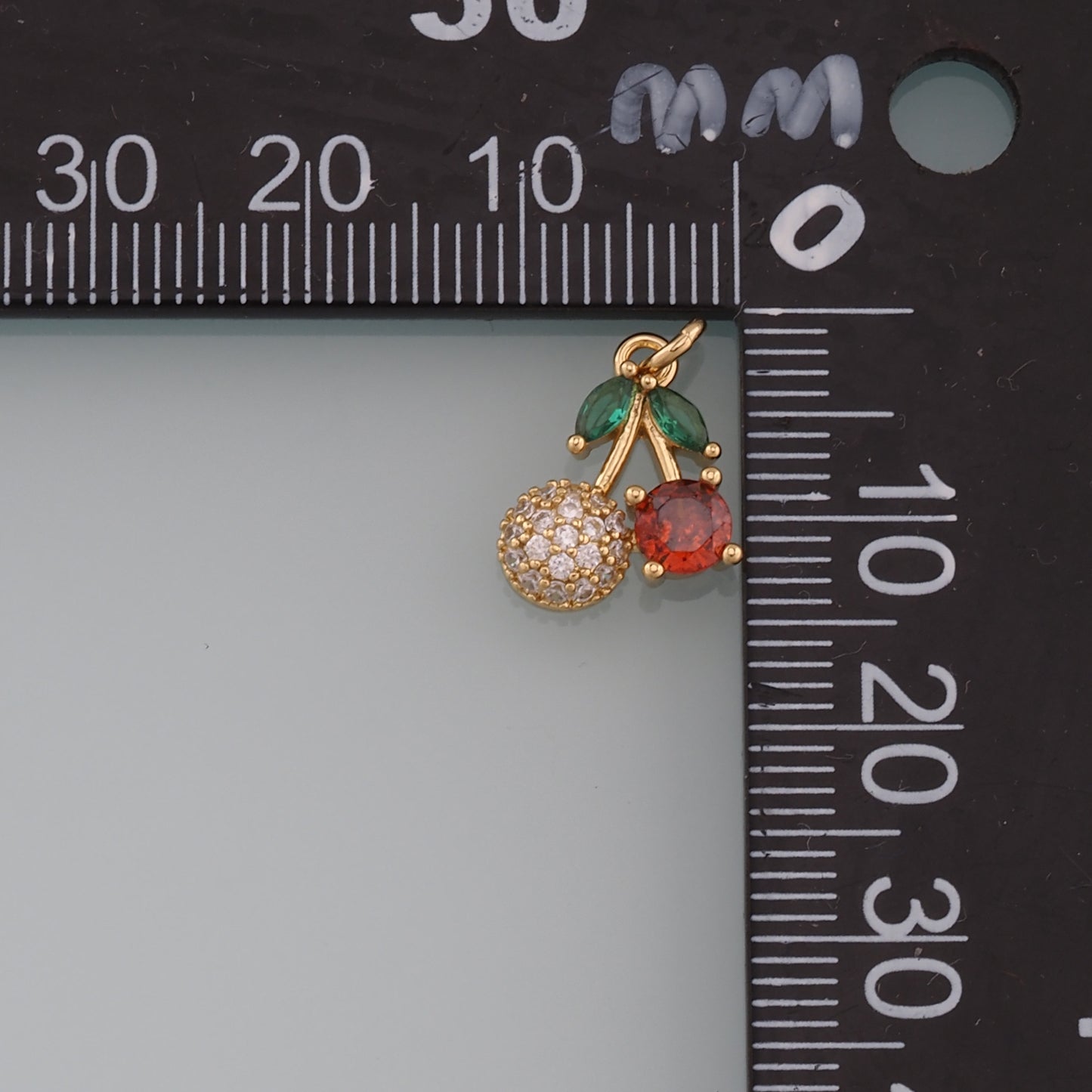Gold Cherry Charms,18K Gold Filled Cherry Pendant,Fruit Charm Bracelet Necklace for DIY Jewelry Making Supply