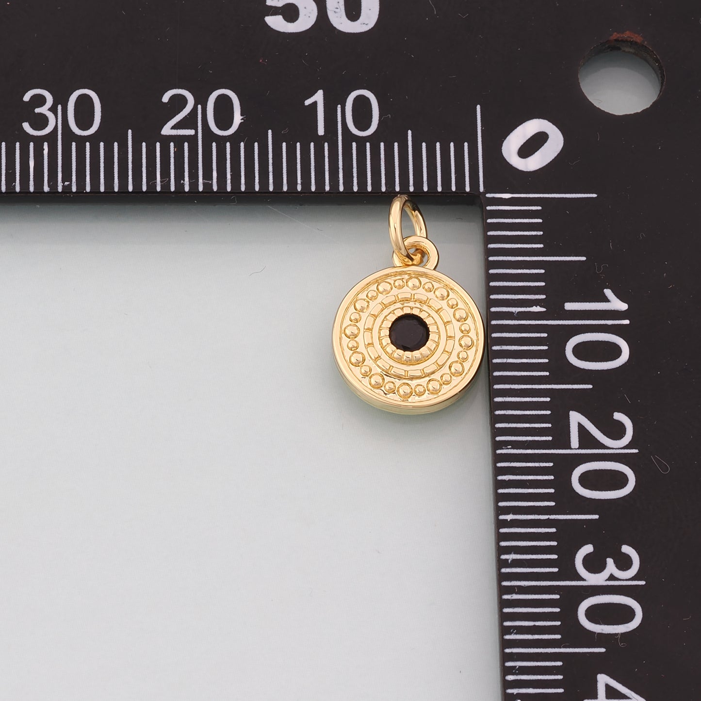 18K Gold Filled Round Evil Eye Pendant,CZ Micro Pave Evil Eye Charm Bracelet Necklace for DIY Jewelry Making Supply