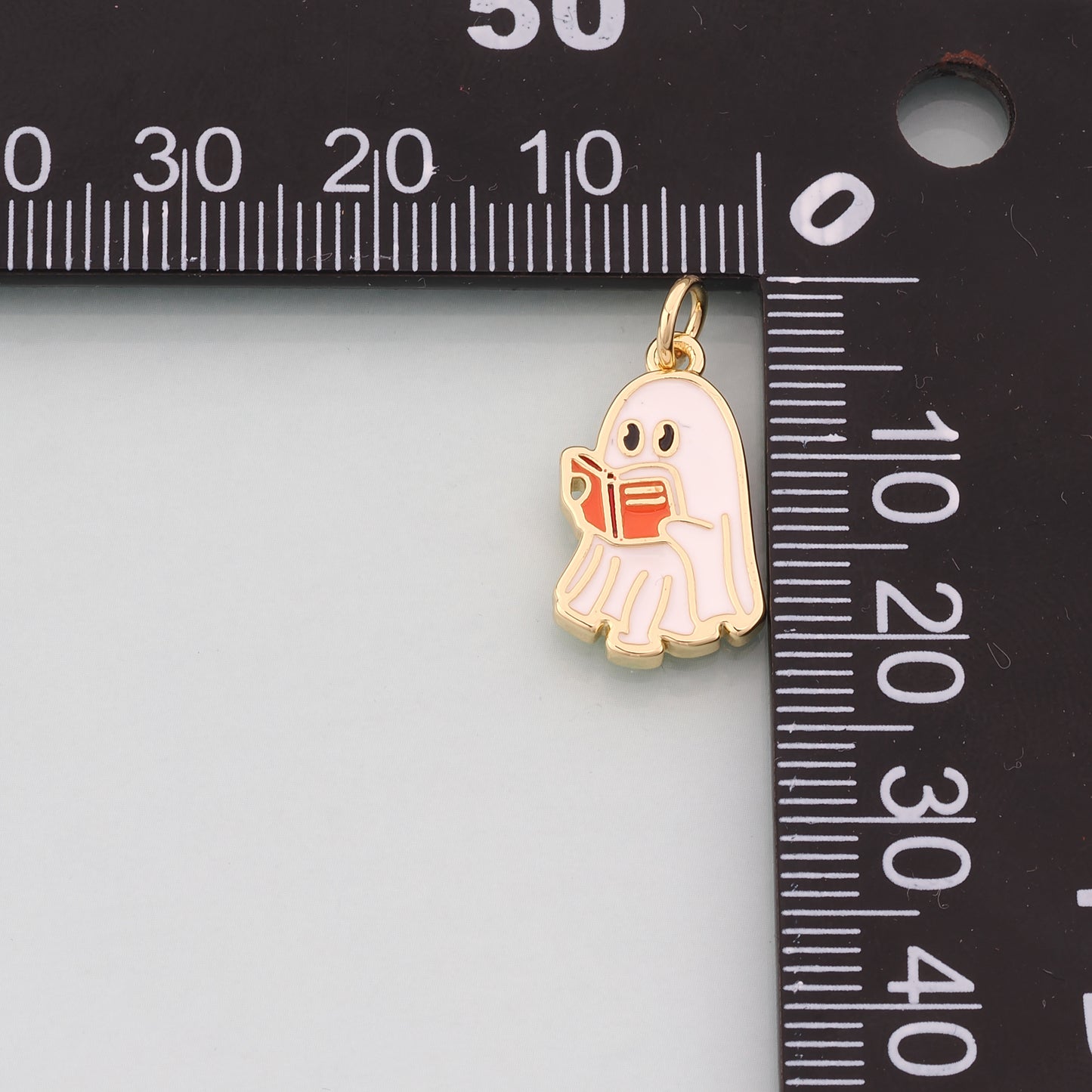 Gold Ghost Charms,18K Gold Filled Ghost Pendant,Halloween Charm Bracelet Necklace for DIY Jewelry Making Supply