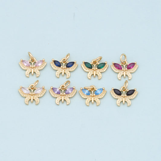 Gold Butterfly Charms,18K Gold Filled Butterfly Pendant,Butterfly Charm Bracelet Necklace for DIY Jewelry Making Supply