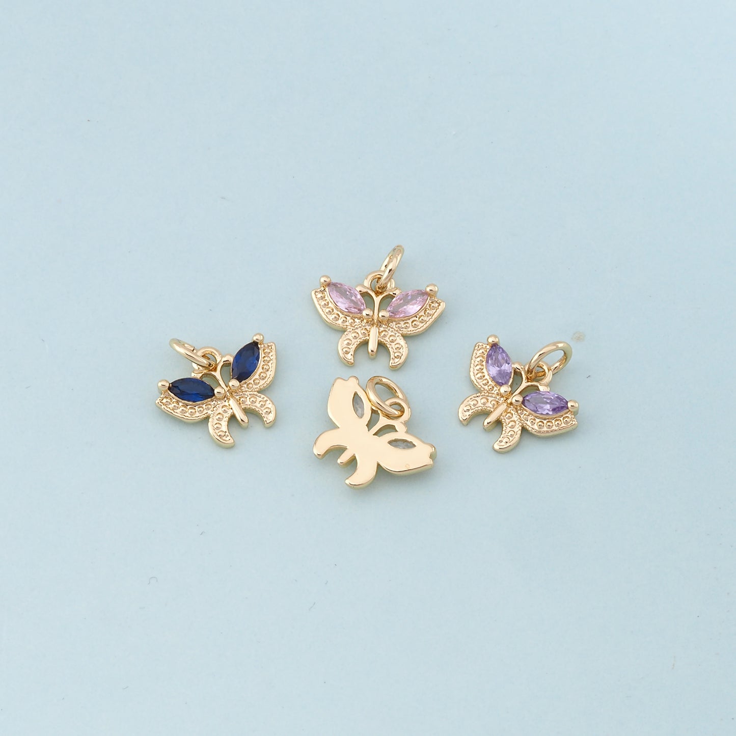Gold Butterfly Charms,18K Gold Filled Butterfly Pendant,Butterfly Charm Bracelet Necklace for DIY Jewelry Making Supply
