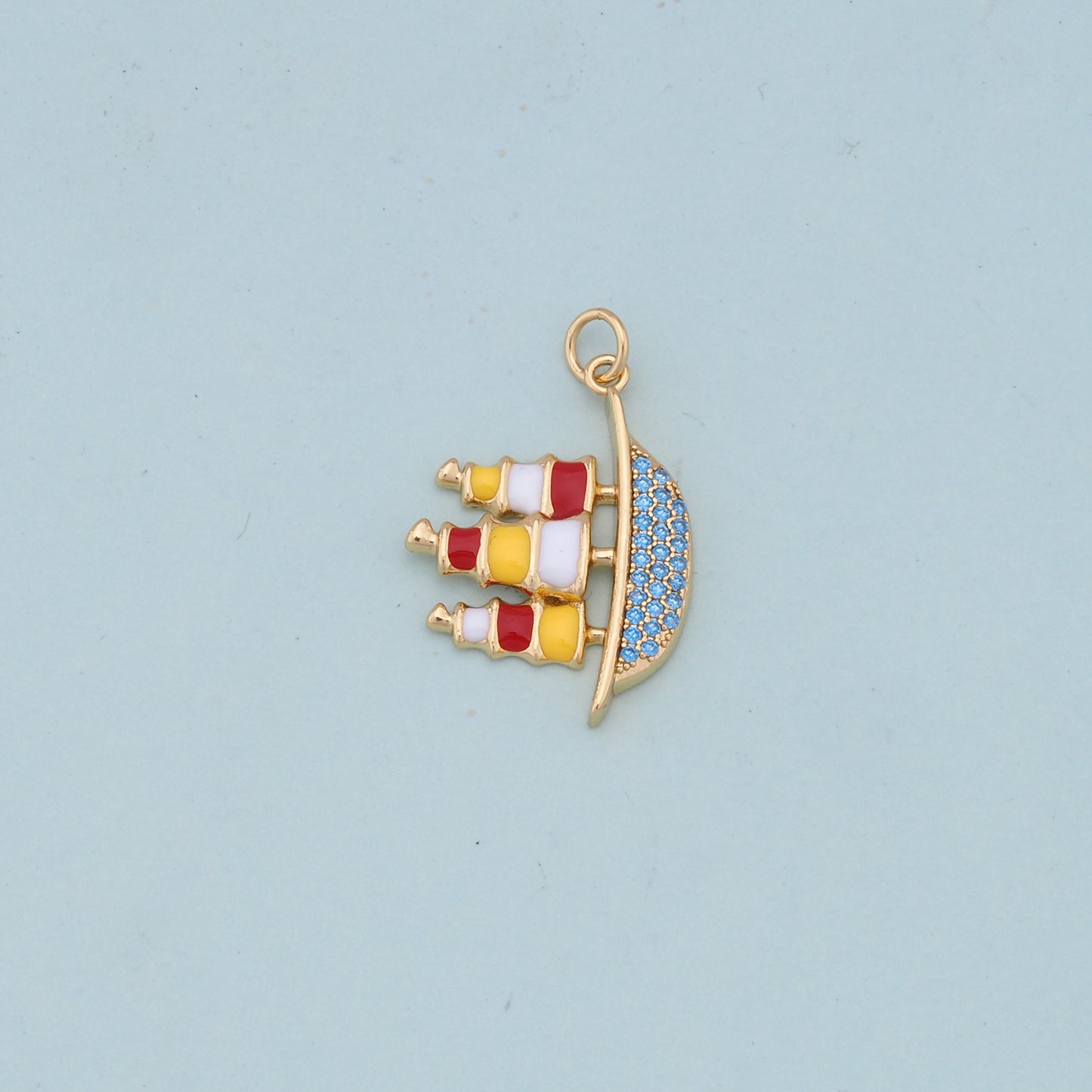 Gold Boat Charms,18K Gold Filled Boat Pendant,cute Charm Bracelet Necklace for DIY Jewelry Making Supply