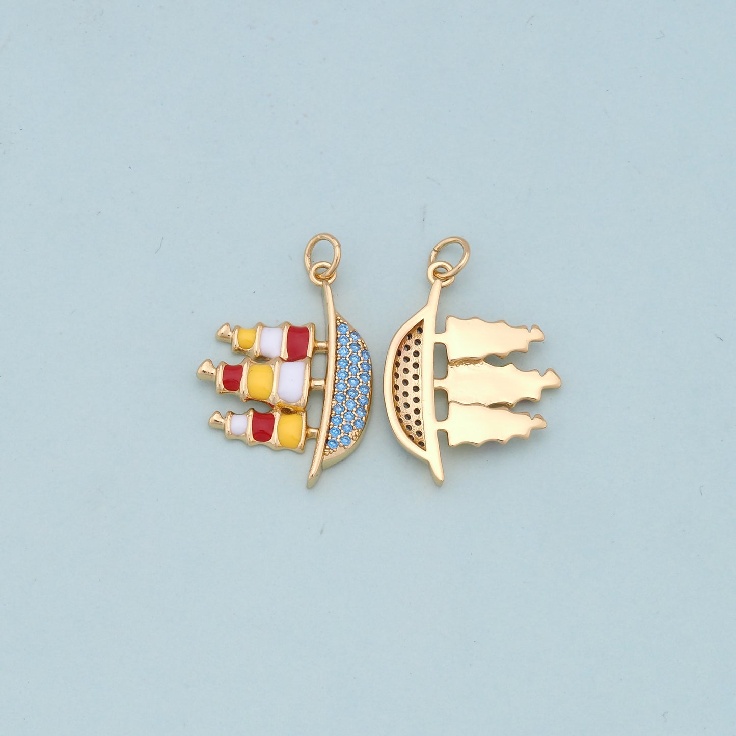 Gold Boat Charms,18K Gold Filled Boat Pendant,cute Charm Bracelet Necklace for DIY Jewelry Making Supply