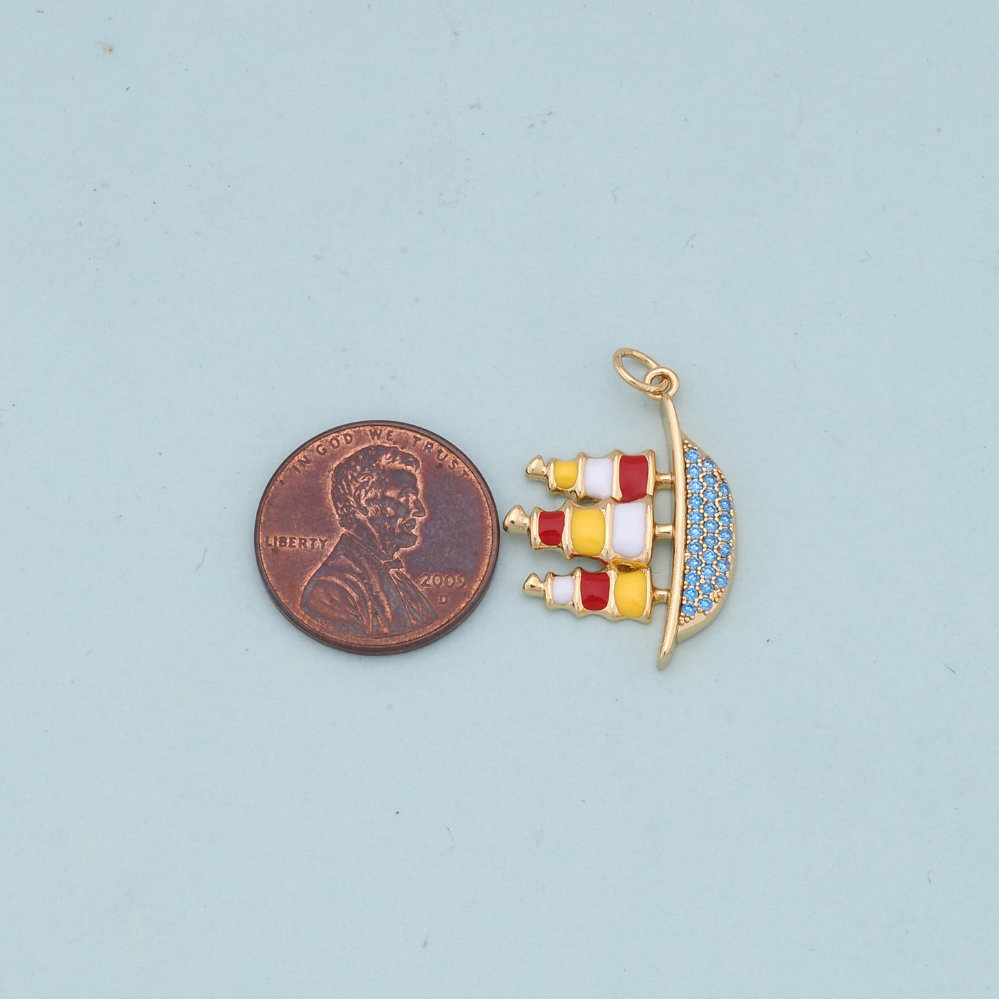 Gold Boat Charms,18K Gold Filled Boat Pendant,cute Charm Bracelet Necklace for DIY Jewelry Making Supply