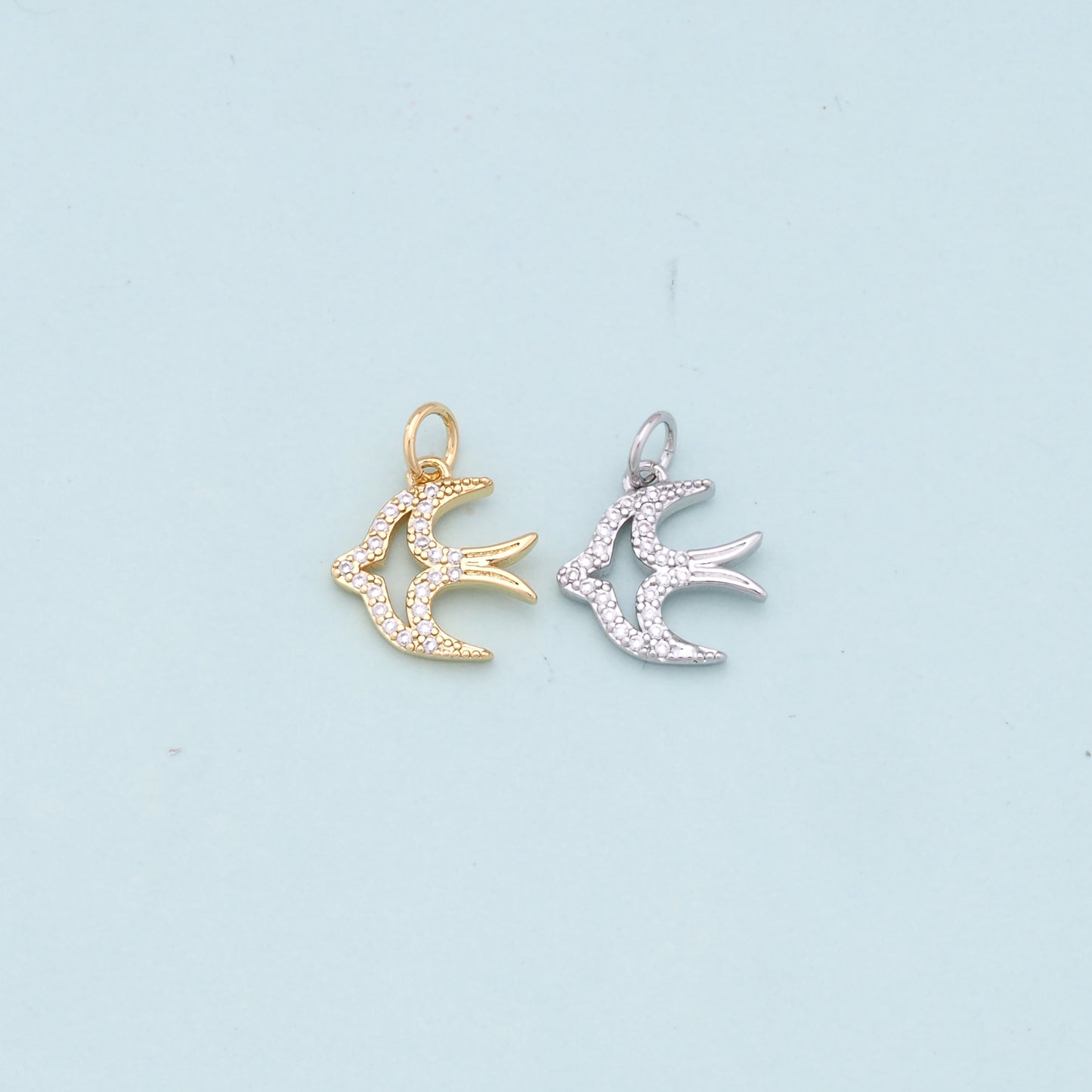 Gold Bird Charms,18K Gold Filled Bird Pendant,Bird Charm Bracelet Necklace for DIY Jewelry Making Supply
