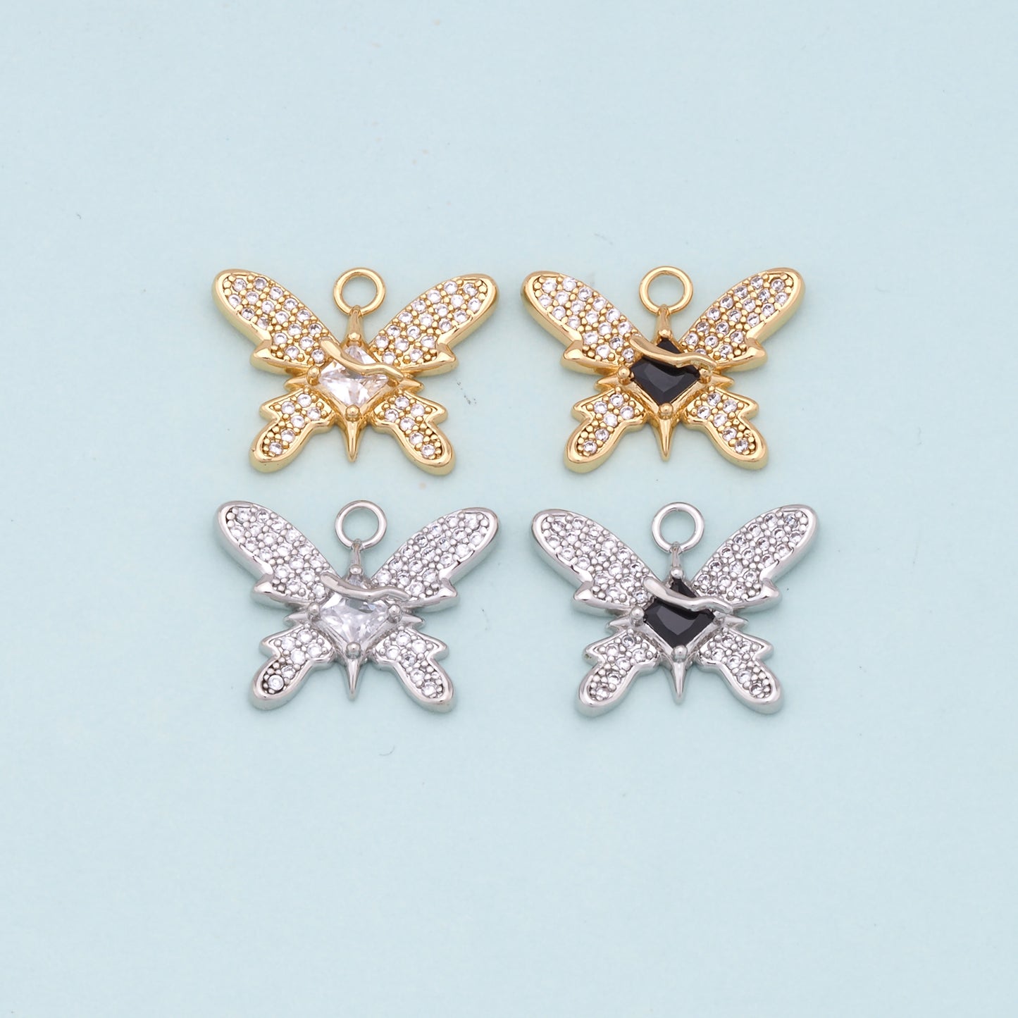 Gold Butterfly Charms,18K Gold Filled Butterfly Pendant,Butterfly Charm Bracelet Necklace for DIY Jewelry Making Supply