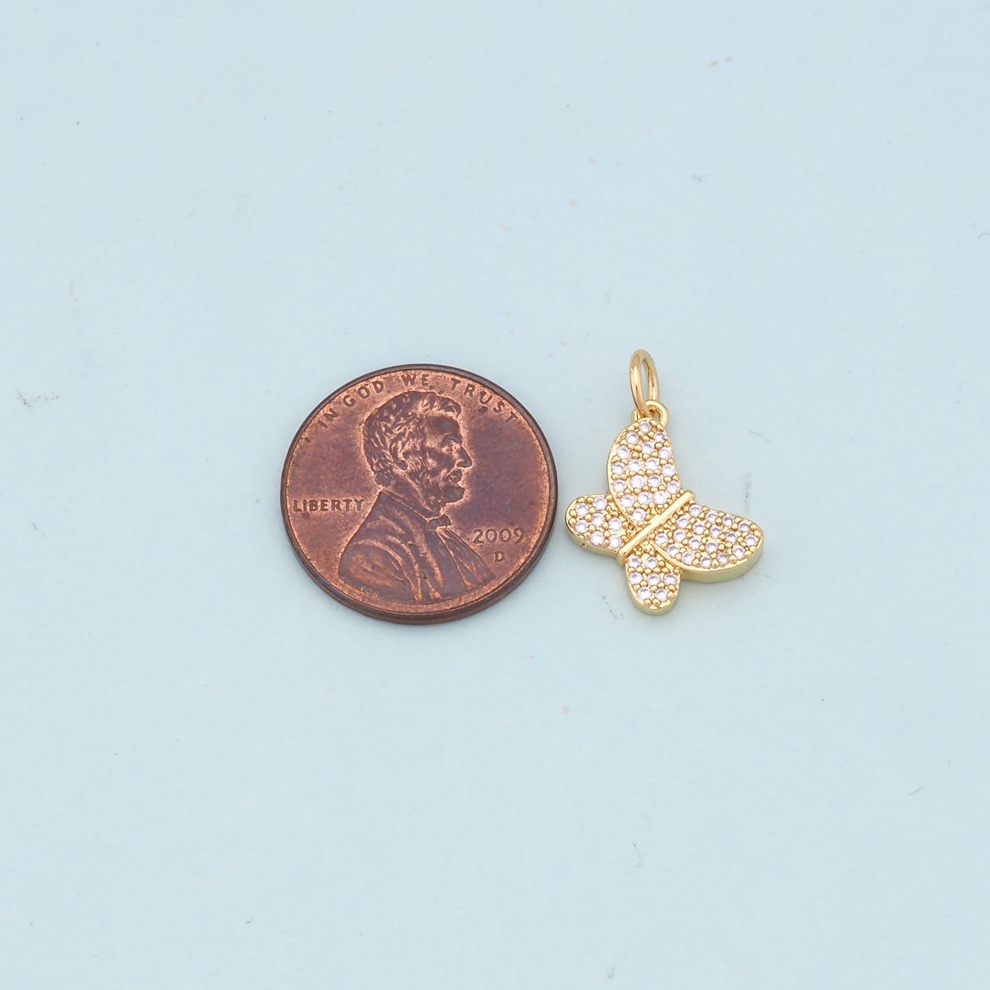 Gold Butterfly Charms,18K Gold Filled Butterfly Pendant,CZ Butterfly Charm Bracelet Necklace for DIY Jewelry Making Supply