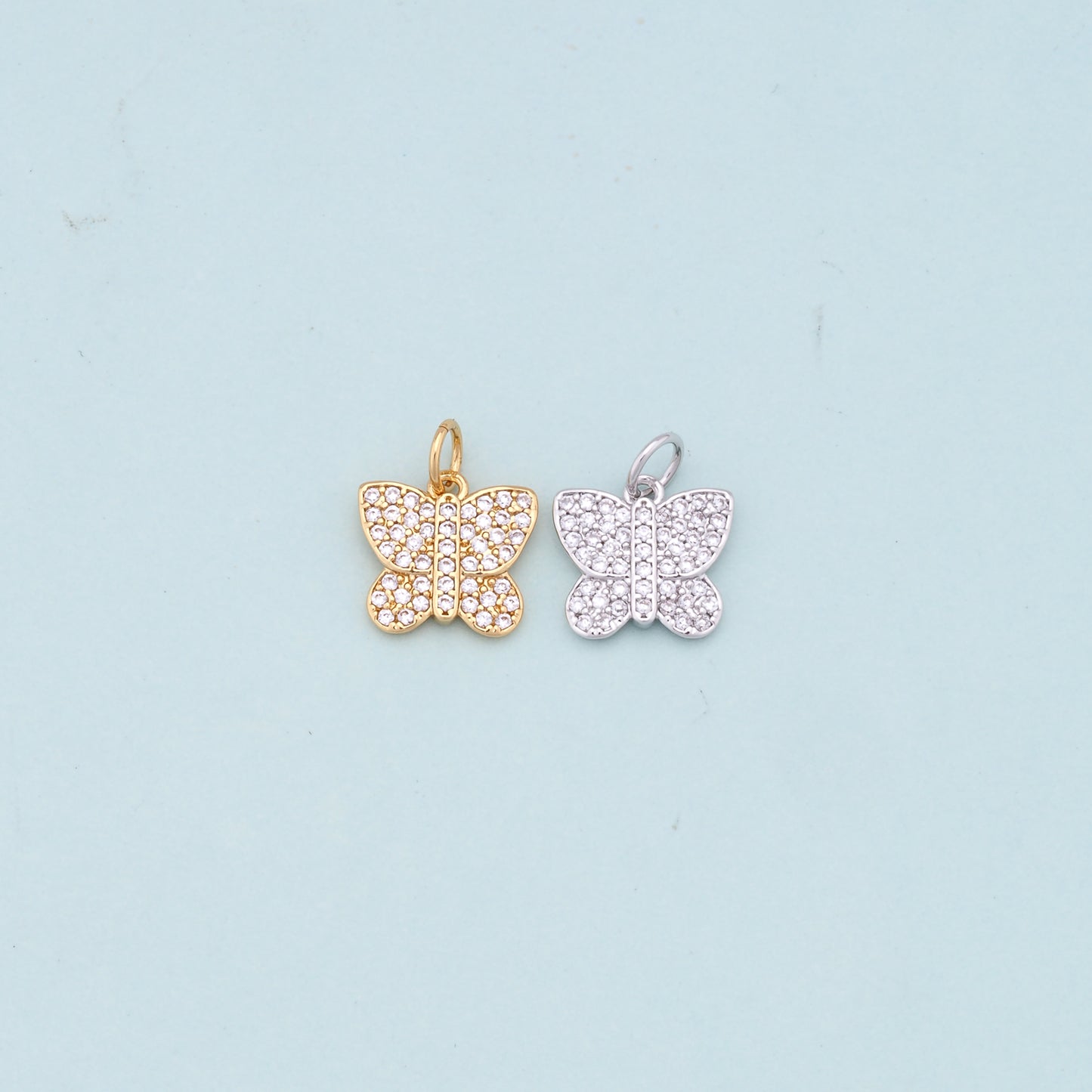 Gold Butterfly Charms,18K Gold Filled Butterfly Pendant,CZ Butterfly Charm Bracelet Necklace for DIY Jewelry Making Supply