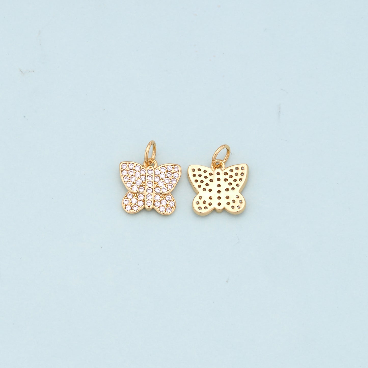 Gold Butterfly Charms,18K Gold Filled Butterfly Pendant,CZ Butterfly Charm Bracelet Necklace for DIY Jewelry Making Supply