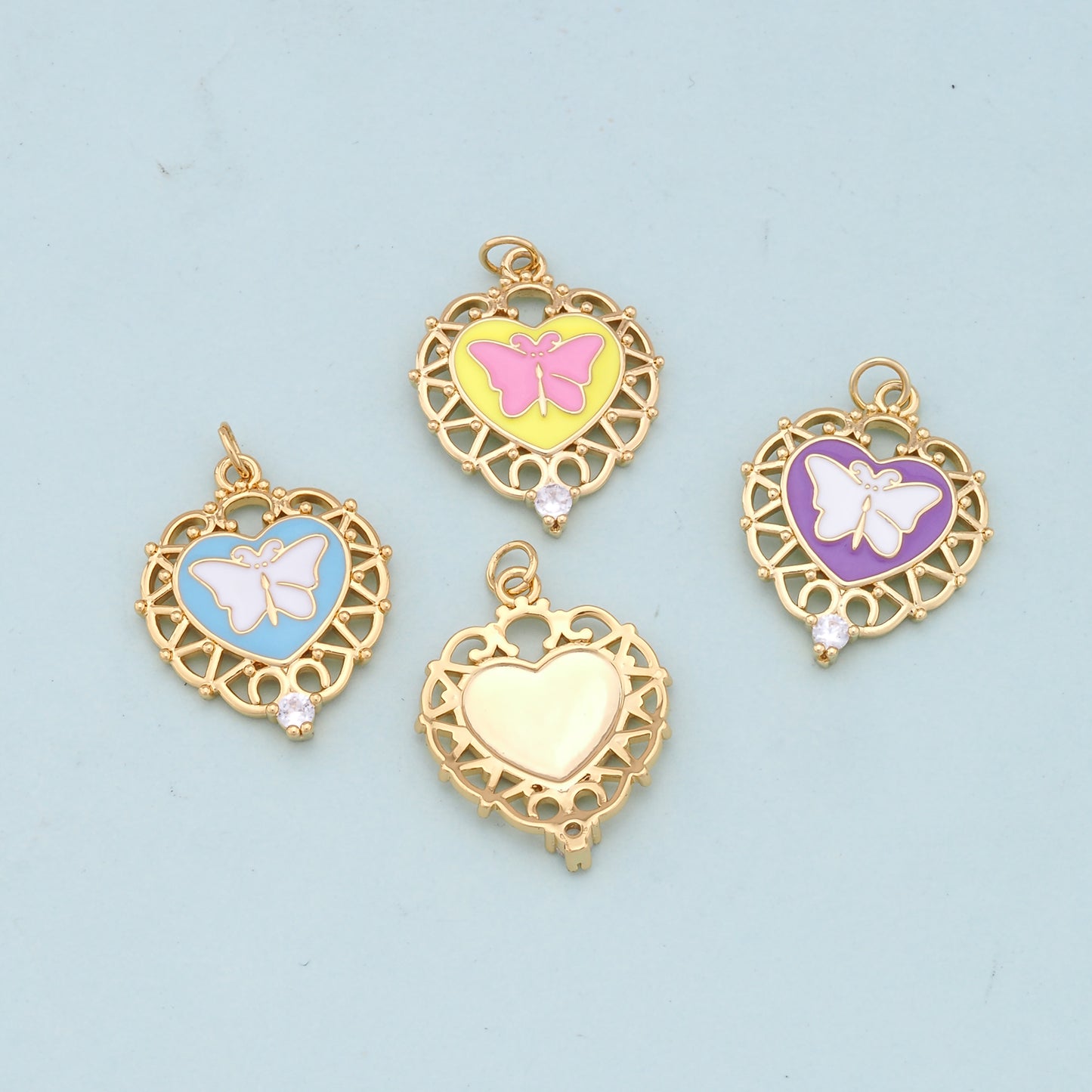 Gold Butterfly Charms,18K Gold Filled Butterfly Pendant,Butterfly Charm Bracelet Necklace for DIY Jewelry Making Supply