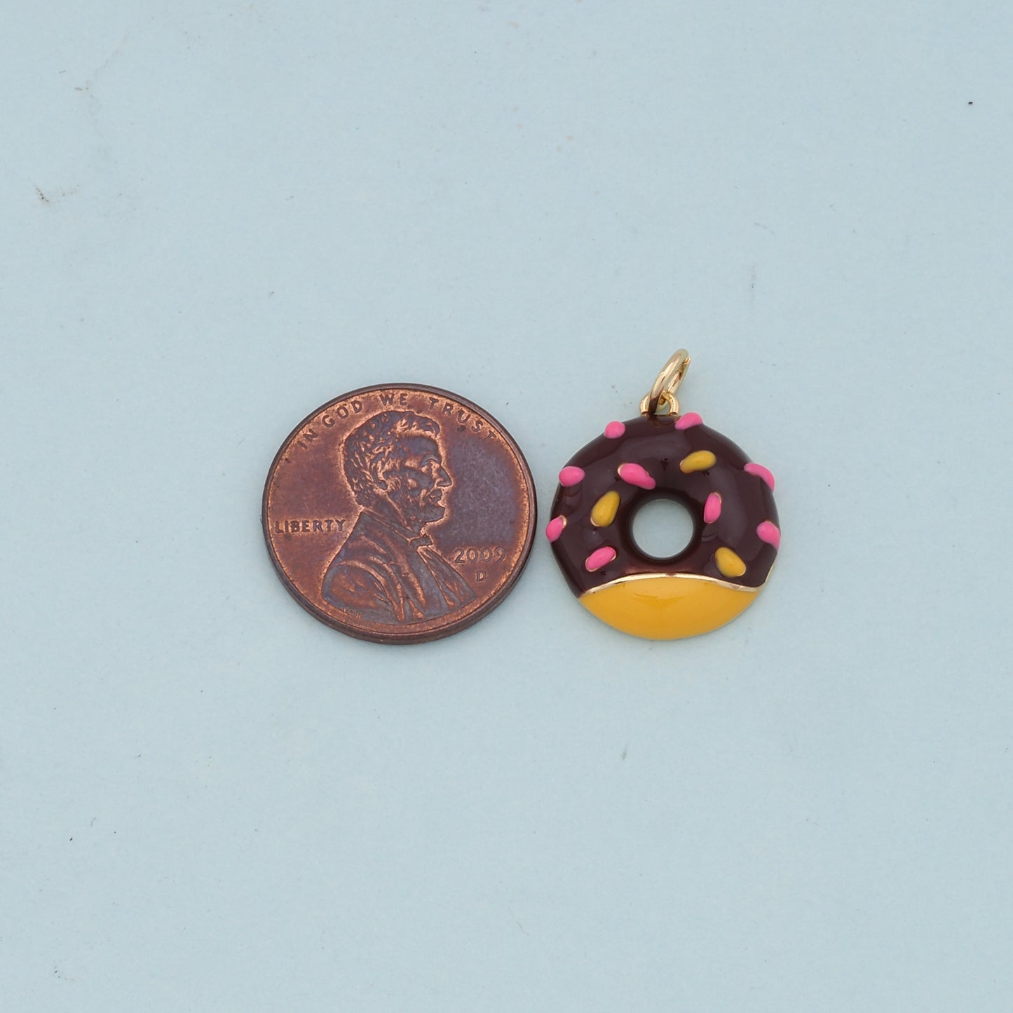 Gold Donut Charms,18K Gold Filled Donut Pendant,Donut Charm Bracelet Necklace for DIY Jewelry Making Supply