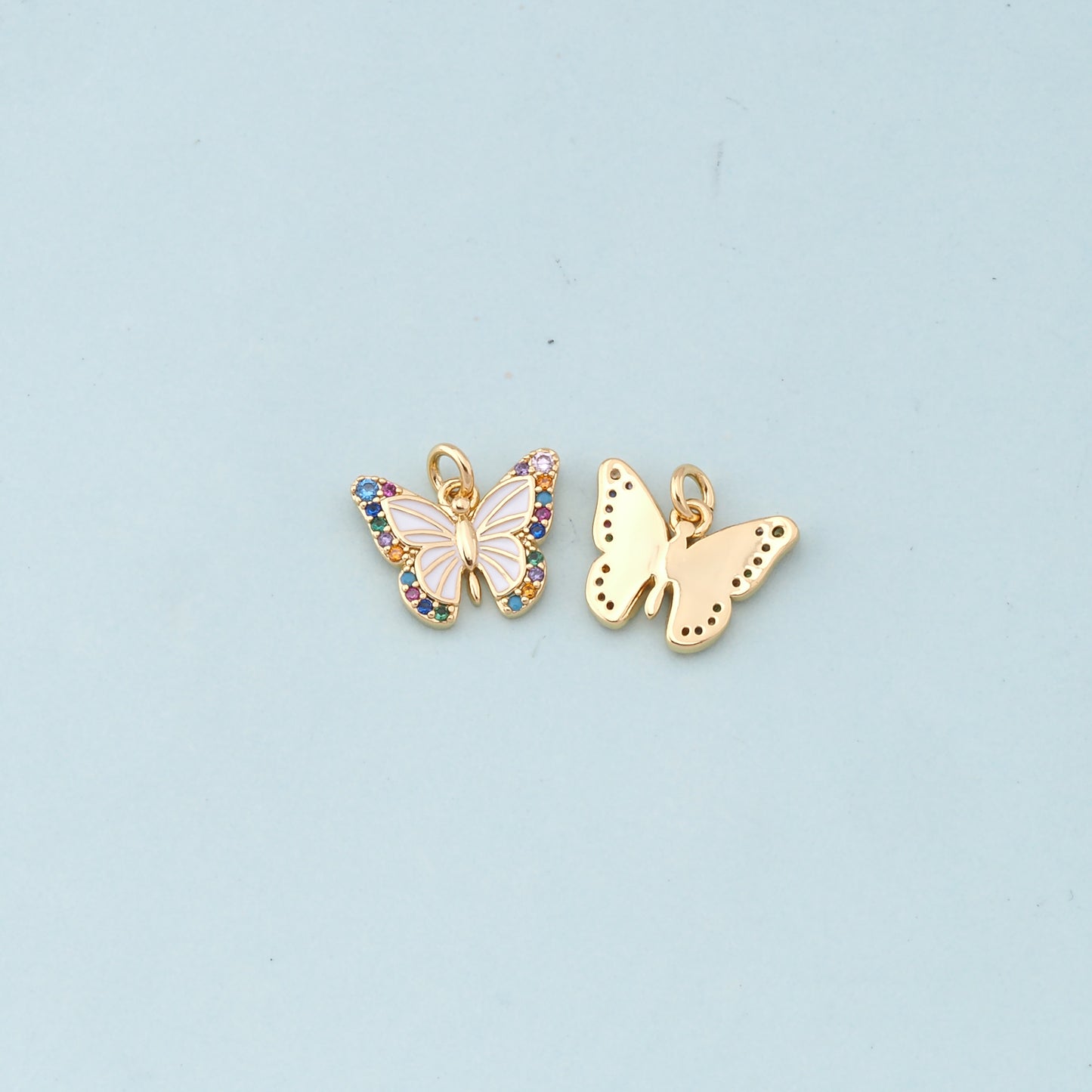 Colorful Gold Butterfly Charms,18K Gold Filled Butterfly Pendant,Butterfly Charm Bracelet Necklace for DIY Jewelry Making Supply