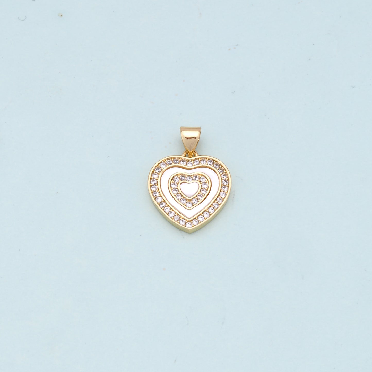 Gold Heart Charms,18K Gold Filled Heart Pendant,white shell Heart Charm Bracelet Necklace for DIY Jewelry Making Supply