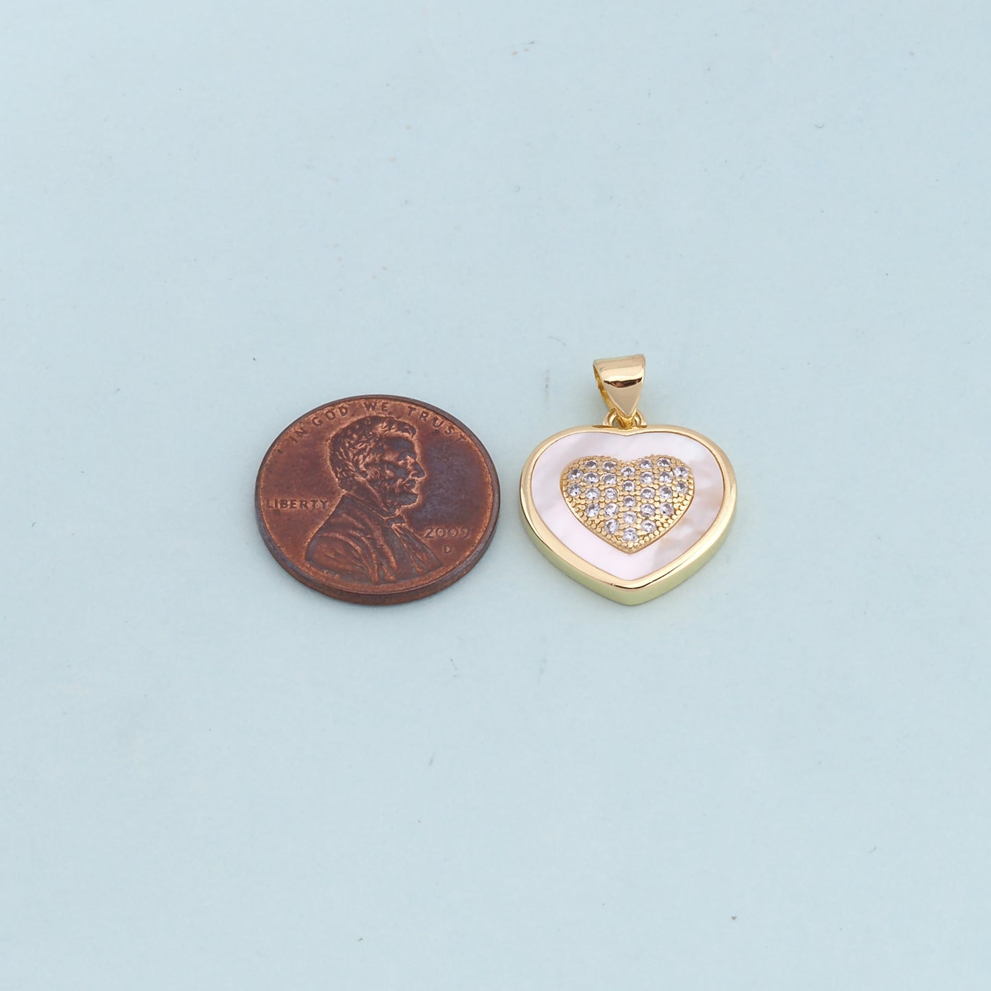 Gold Heart Charms,18K Gold Filled Heart Pendant,white shell Heart Charm Bracelet Necklace for DIY Jewelry Making Supply