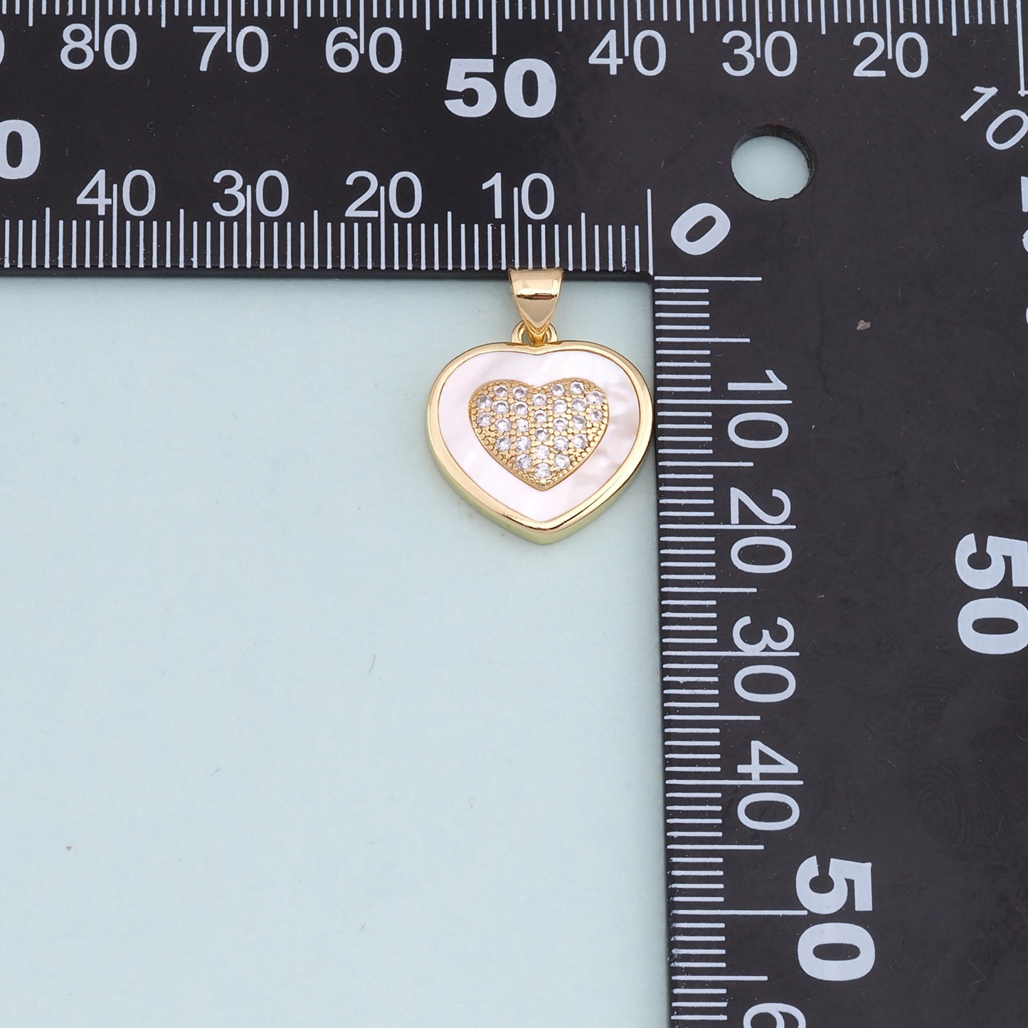 Gold Heart Charms,18K Gold Filled Heart Pendant,white shell Heart Charm Bracelet Necklace for DIY Jewelry Making Supply