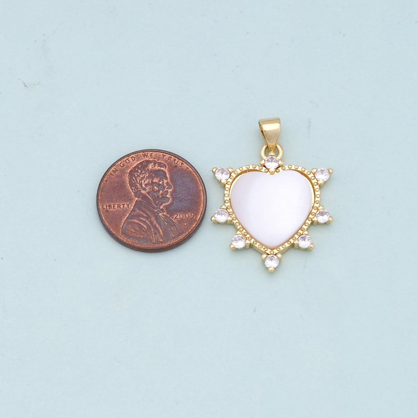 Gold Heart Charms,18K Gold Filled Heart Pendant,white shell Heart Charm Bracelet Necklace for DIY Jewelry Making Supply