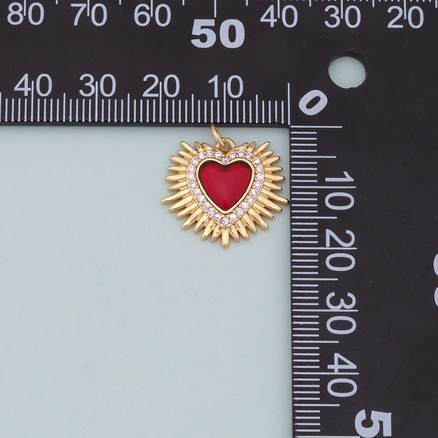 Gold Red sacred Heart Charms,18K Gold Filled flame sacred heart Pendant,Religious Charm Bracelet Necklace for DIY Jewelry Making Supply