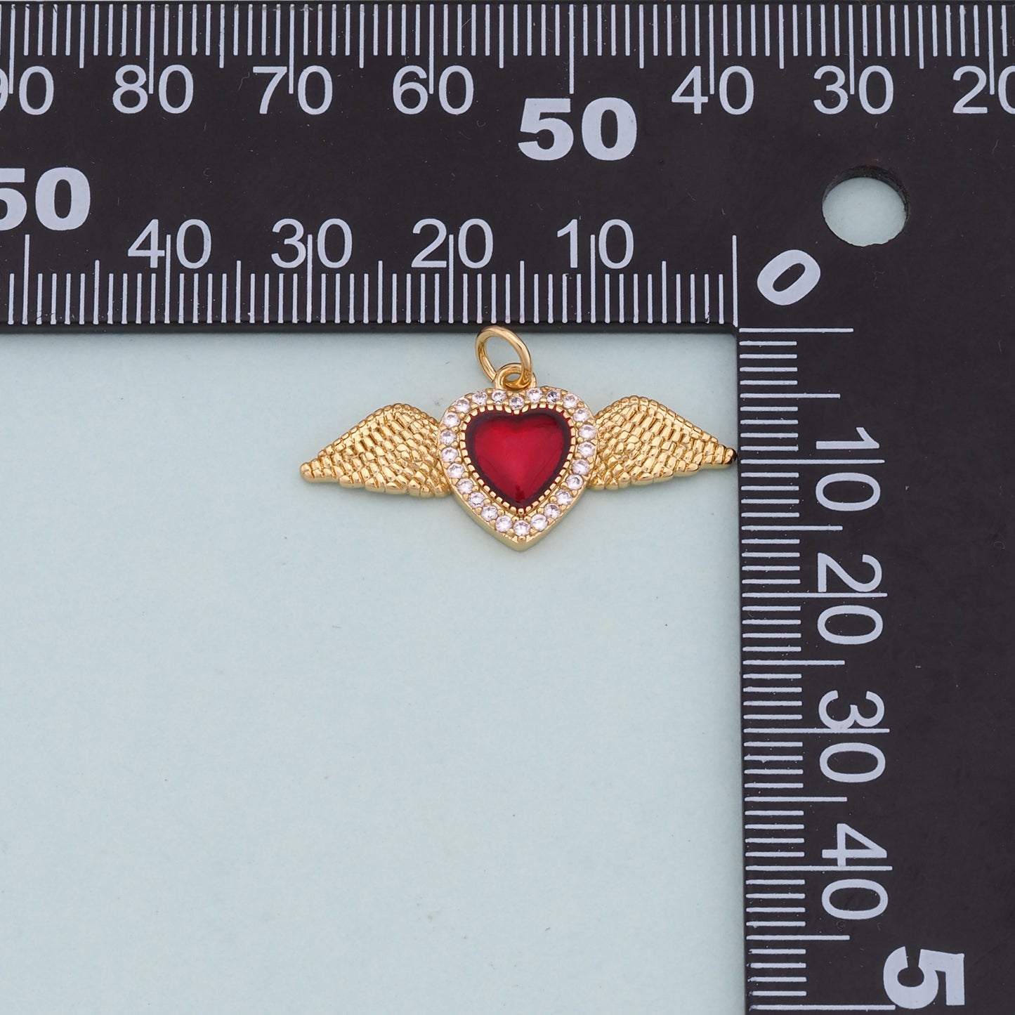 Gold Wings Charms,18K Gold Filled flame Red sacred heart Pendant,Religious Charm Bracelet Necklace for DIY Jewelry Making Supply
