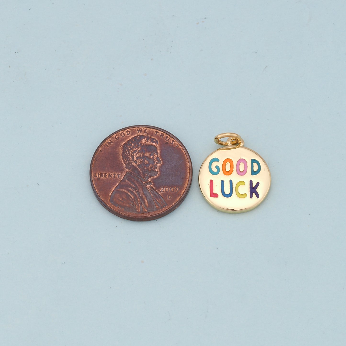 Gold lucky Charms,18K Gold Filled good luck Pendant,luck Charm Bracelet Necklace for DIY Jewelry Making Supply