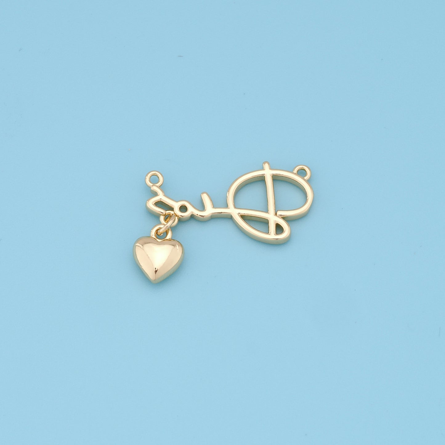 Gold Heart Charms,18K Gold Filled Heart Pendant,Heart Charm Bracelet Necklace for DIY Jewelry Making Supply