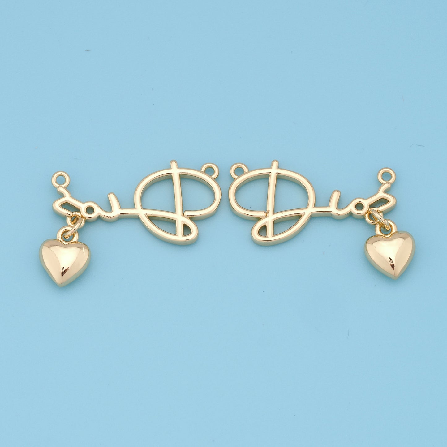 Gold Heart Charms,18K Gold Filled Heart Pendant,Heart Charm Bracelet Necklace for DIY Jewelry Making Supply