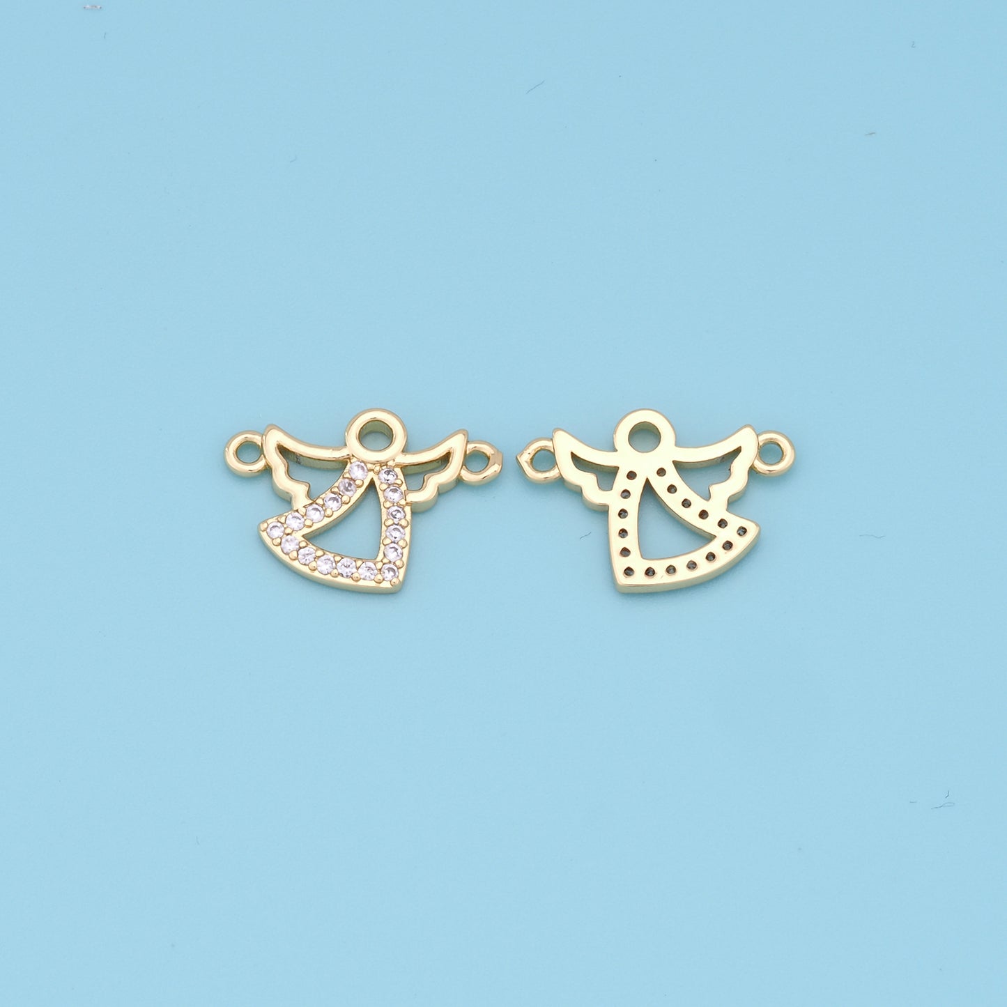 Gold Angel Charms,18K Gold Filled CZ Angel Pendant,Angel Charm Bracelet Necklace for DIY Jewelry Making Supply