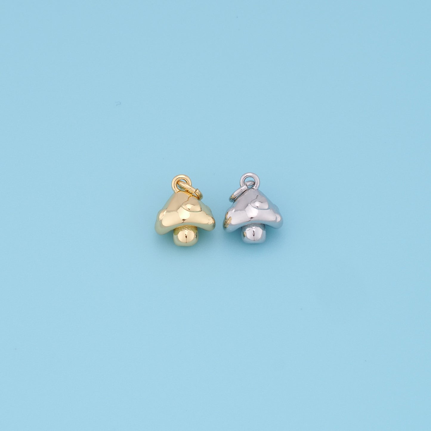 Gold mushroom Charms,18K Gold Filled mushroom Pendant,Silver mushroom Charm Bracelet Necklace for DIY Jewelry Making Supply