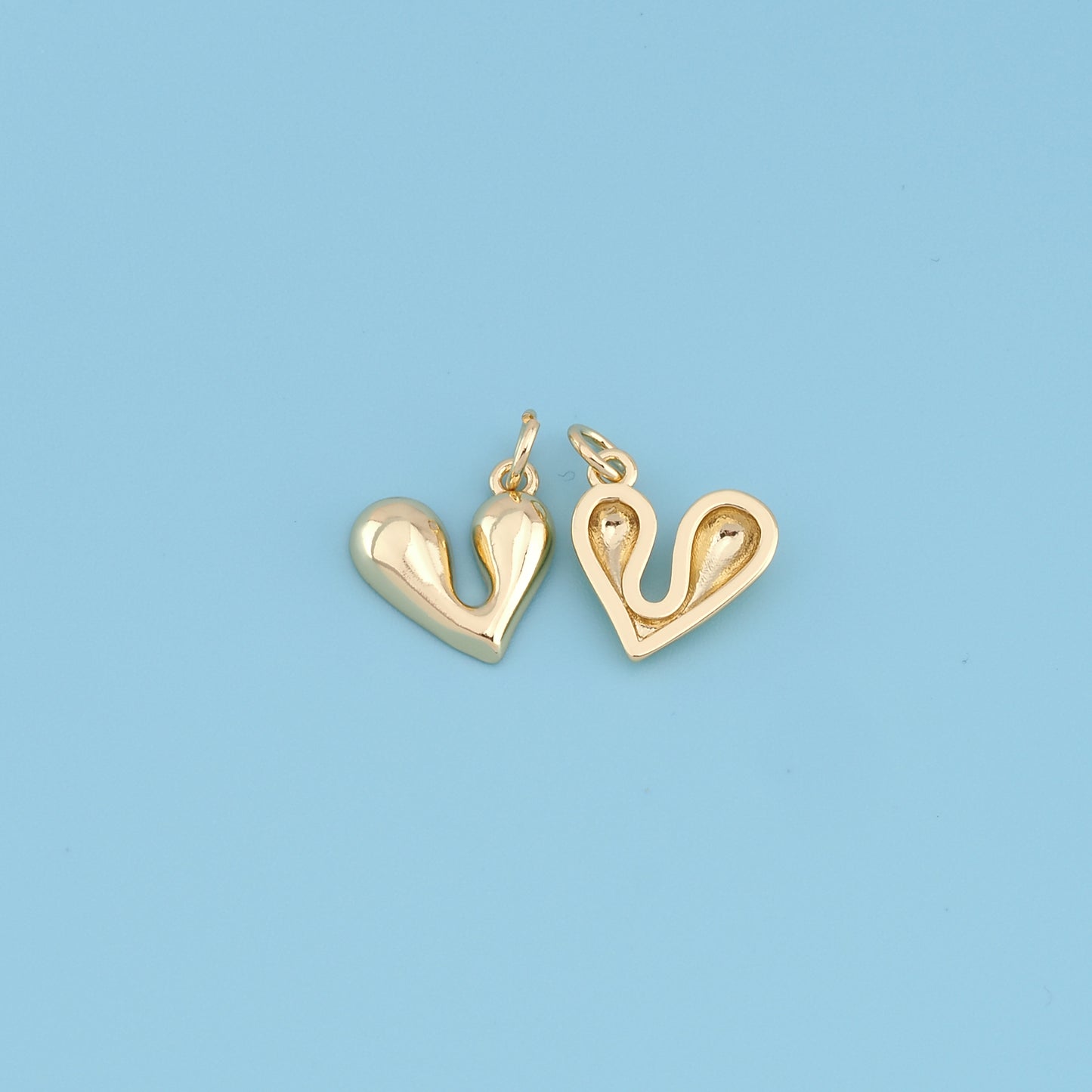 Gold Heart Charms,18K Gold Filled Heart Pendant,Tiny Heart Charm Bracelet Necklace for DIY Jewelry Making Supply