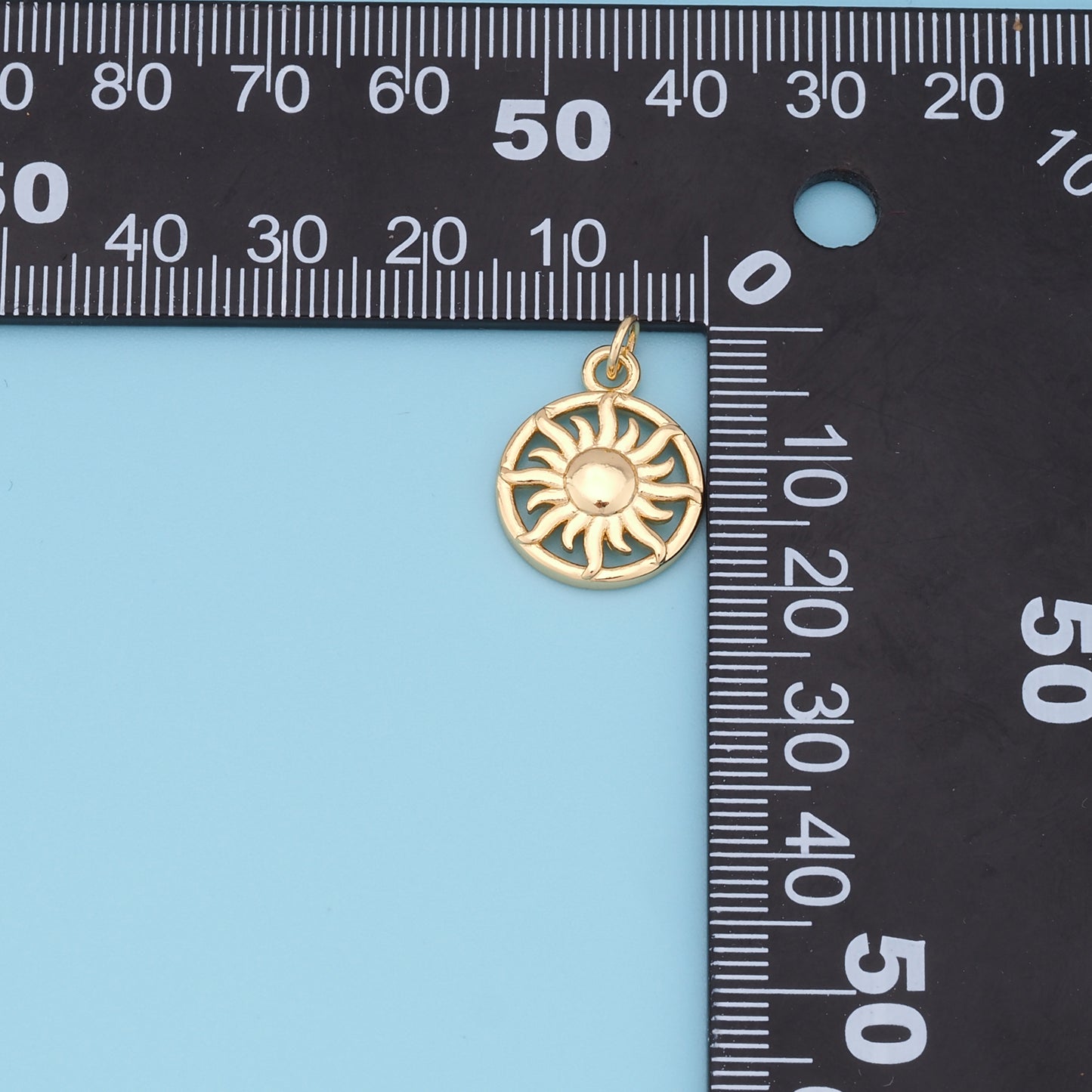 Gold Sun Charms,18K Gold Filled Round Pendant,Celestial Charm Bracelet Necklace for DIY Jewelry Making Supply