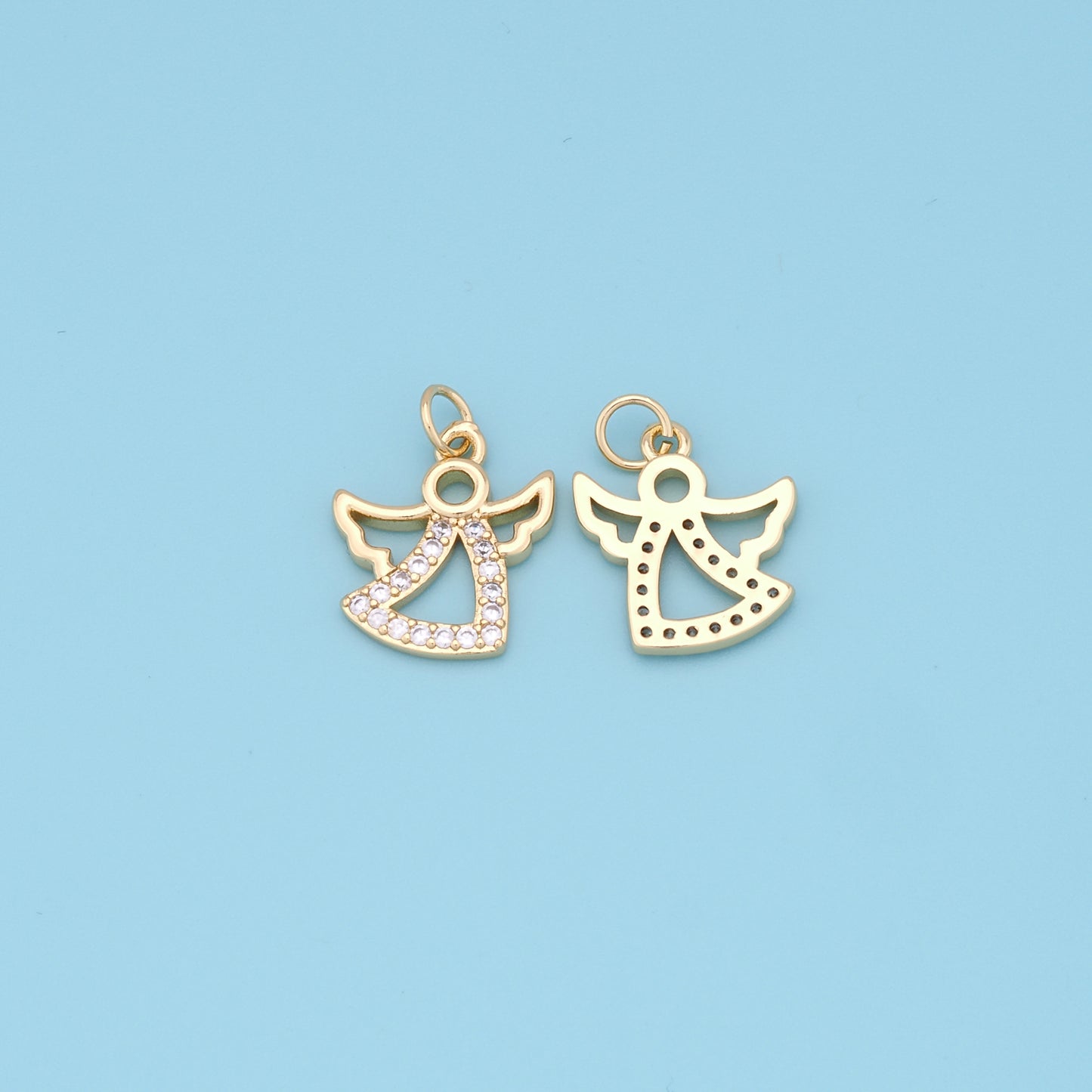 Gold Angel Charms,18K Gold Filled CZ Angel Pendant,Angel Charm Bracelet Necklace for DIY Jewelry Making Supply