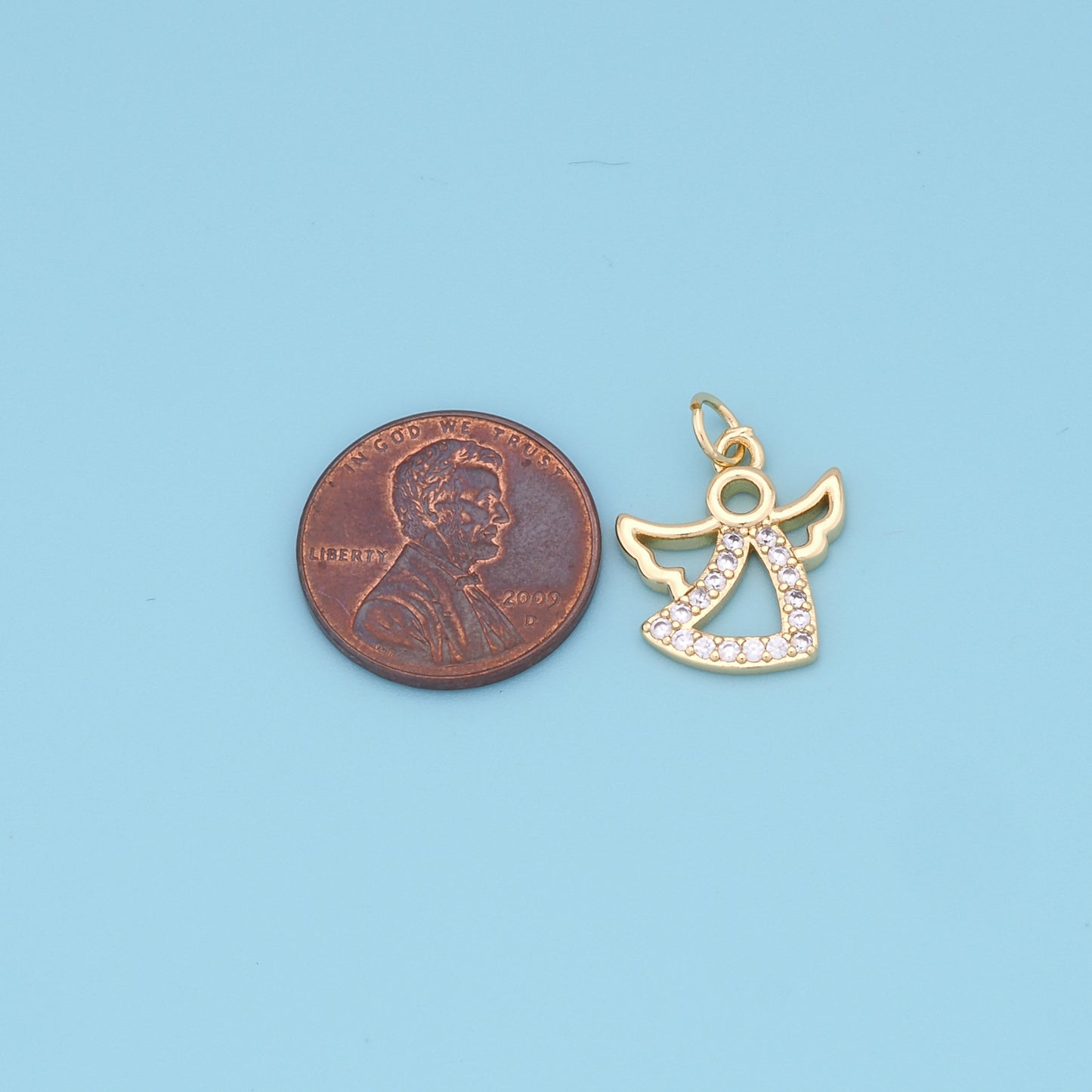 Gold Angel Charms,18K Gold Filled CZ Angel Pendant,Angel Charm Bracelet Necklace for DIY Jewelry Making Supply