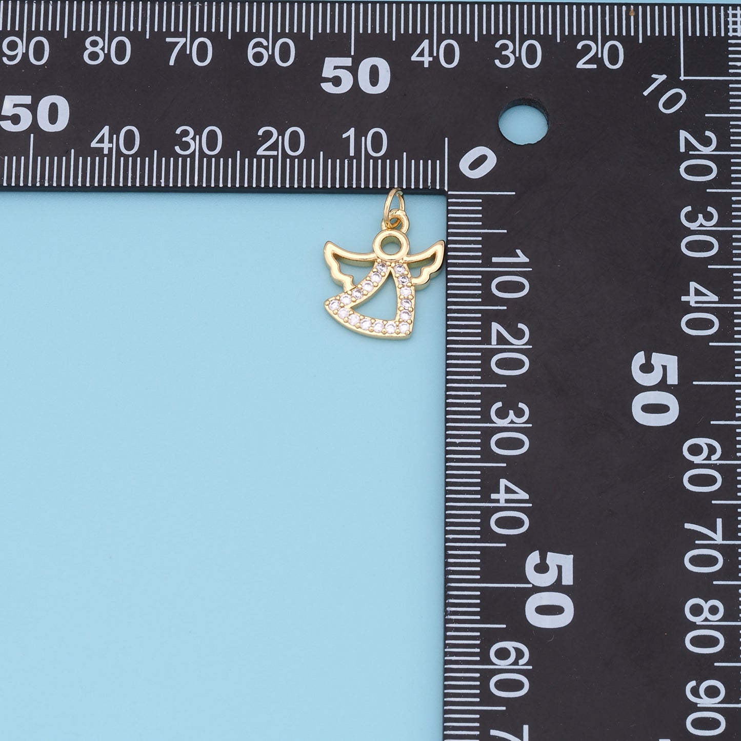 Gold Angel Charms,18K Gold Filled CZ Angel Pendant,Angel Charm Bracelet Necklace for DIY Jewelry Making Supply