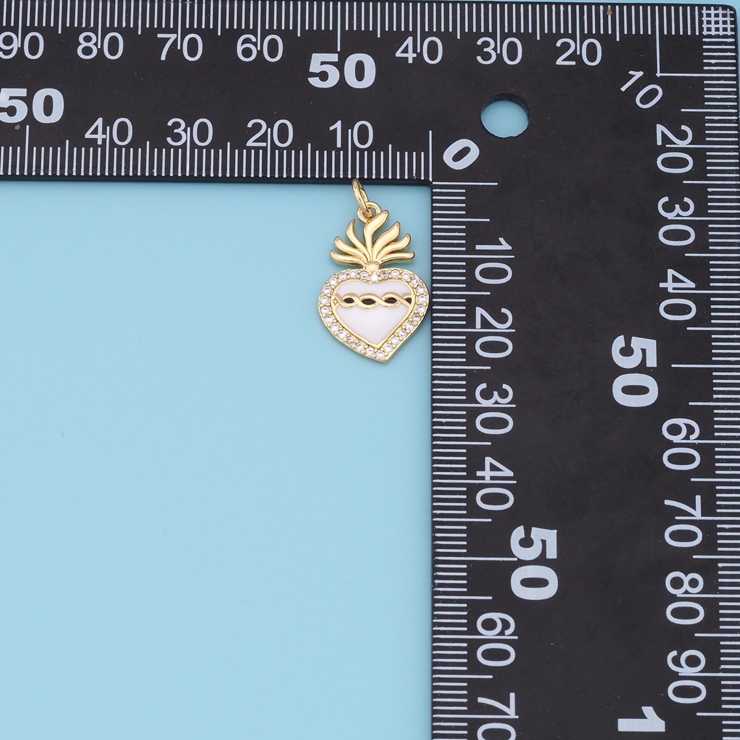 18K Gold Filled Sacred Heart Pendant,Sacred Heart Charm Bracelet Necklace for DIY Jewelry Making Supply