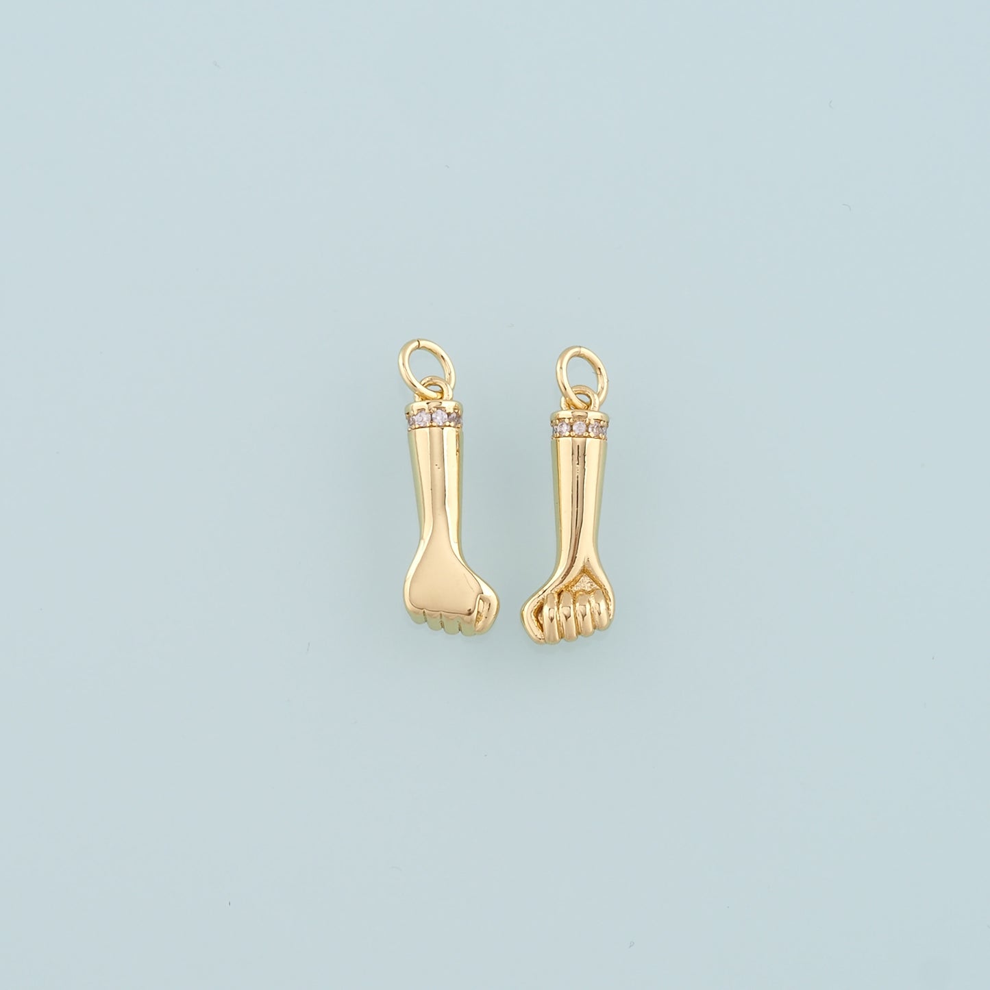 Gold Fist Charms,18K Gold Filled Fist Pendant,CZ Micro Pave Gesture Charm Bracelet Necklace for DIY Jewelry Making Supply