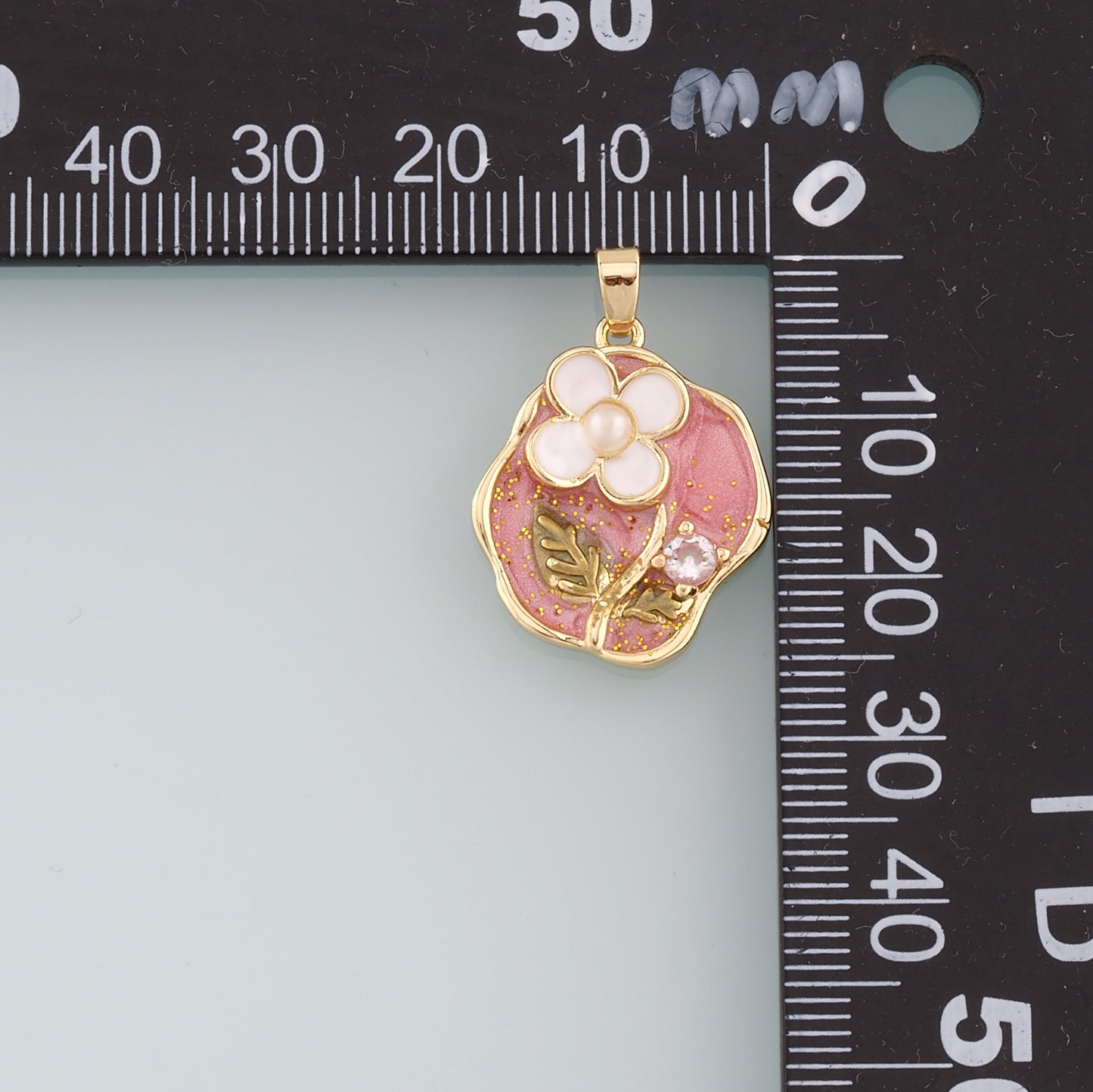 Gold Flower Charms,18K Gold Filled Pearl Flower Pendant,Enamel Flower Charm Bracelet Necklace for DIY Jewelry Making Supply