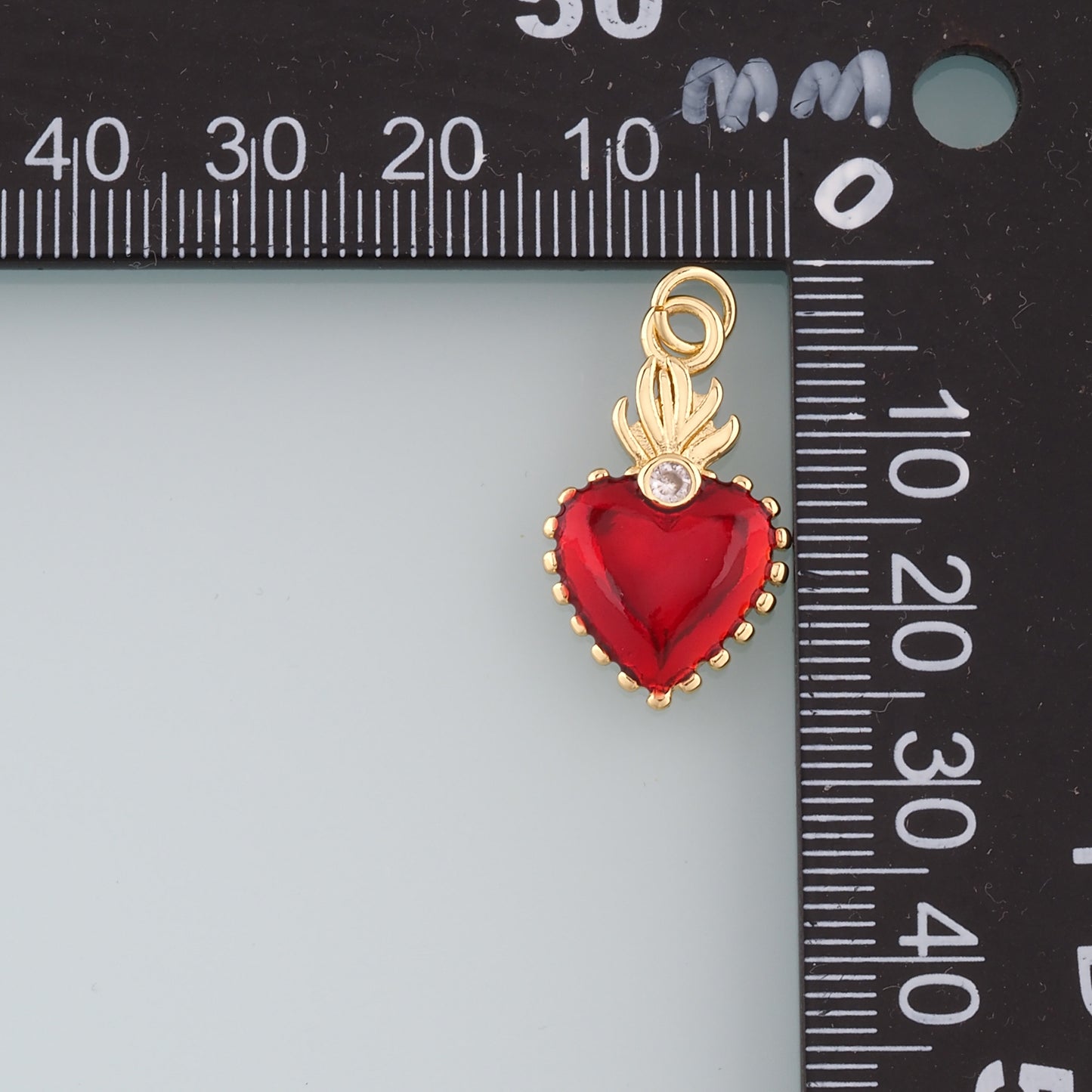 18K Gold Filled Flame Sacred heart Pendant,Religion Charm Bracelet Necklace for DIY Jewelry Making Supply