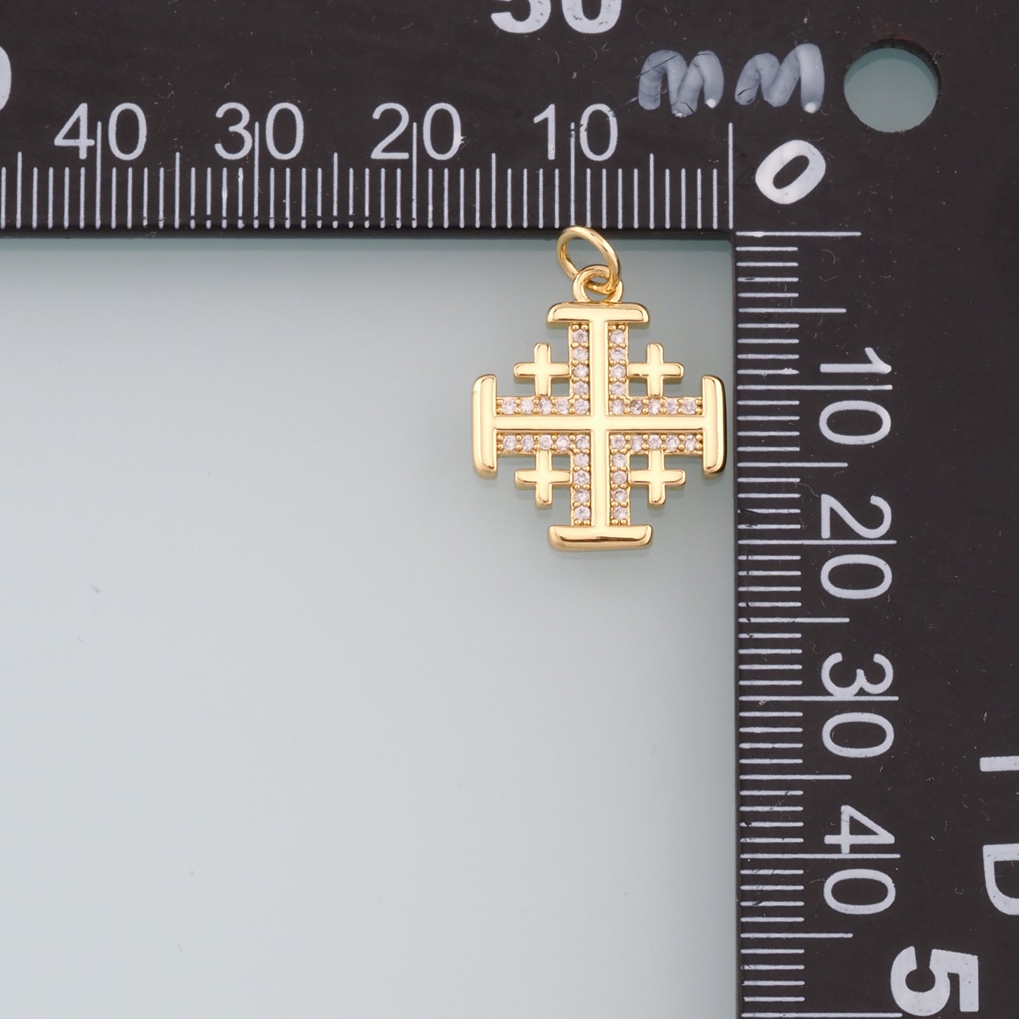 Gold Cross Charms,18K Gold Filled Cross Pendant,CZ Micro Pave Religion Charm Bracelet Necklace for DIY Jewelry Making Supply
