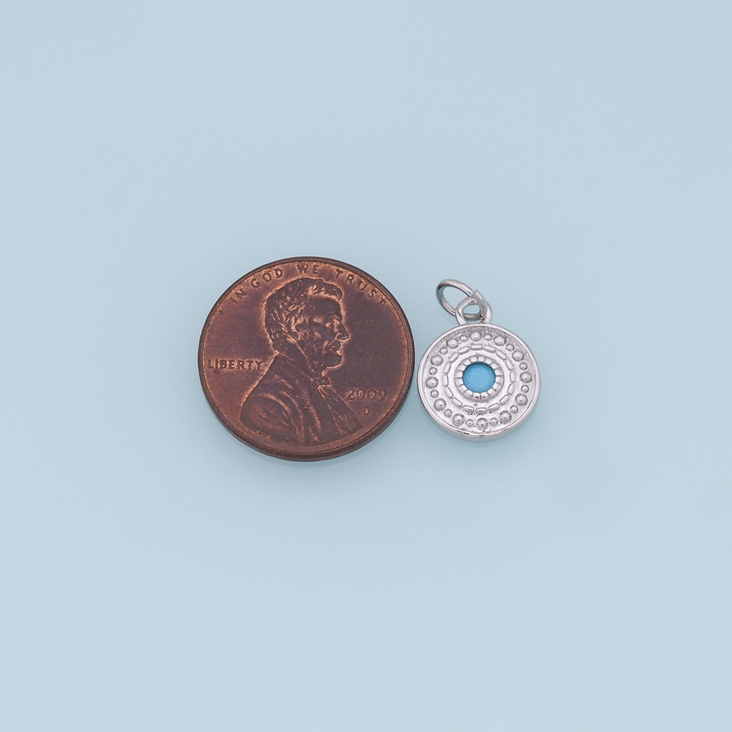18K Gold Filled Evil Eye Pendant,Round Evil Eye Charm Bracelet Necklace for DIY Jewelry Making Supply