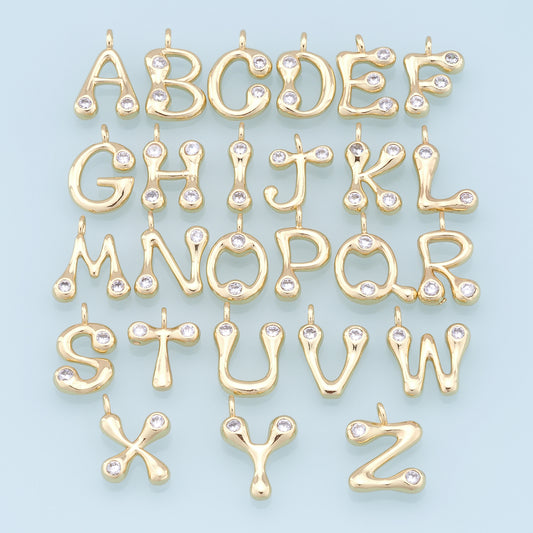 Gold letter Charms,18K Gold Filled letter Pendant,initial Charm Bracelet Necklace for DIY Jewelry Making Supply