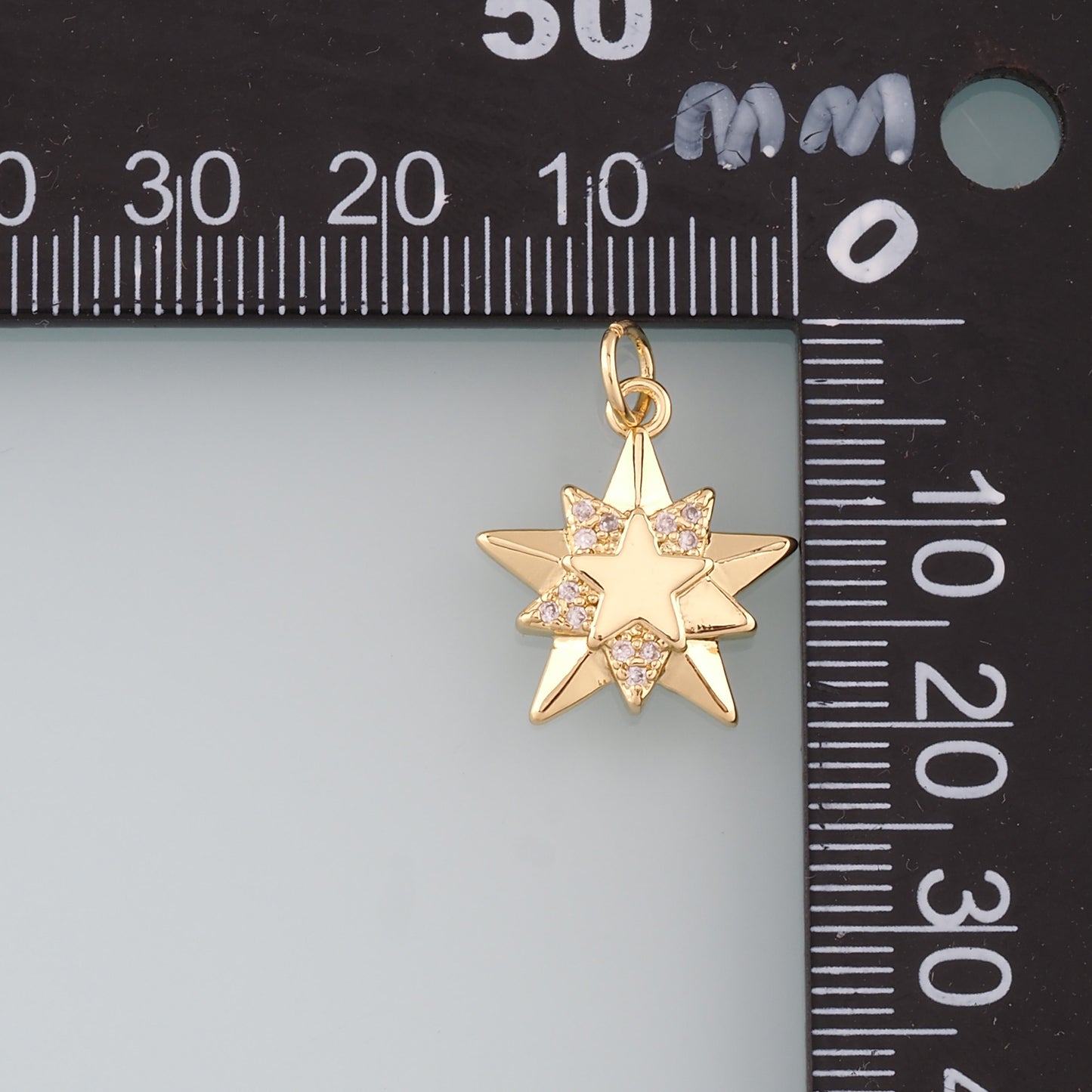 18K Gold Filled Star Pendant,CZ Micro Pave Celestial Charm Bracelet Necklace for DIY Jewelry Making Supply