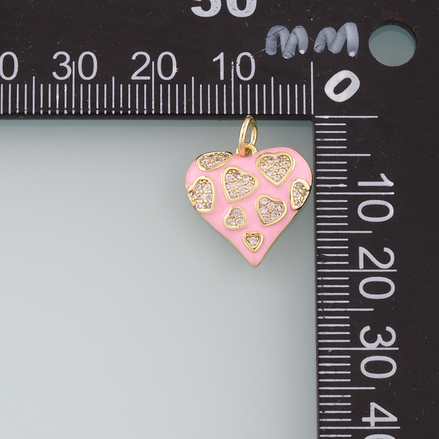 18K Gold Filled Heart Pendant,Enamel Heart Charm Bracelet Necklace for DIY Jewelry Making Supply
