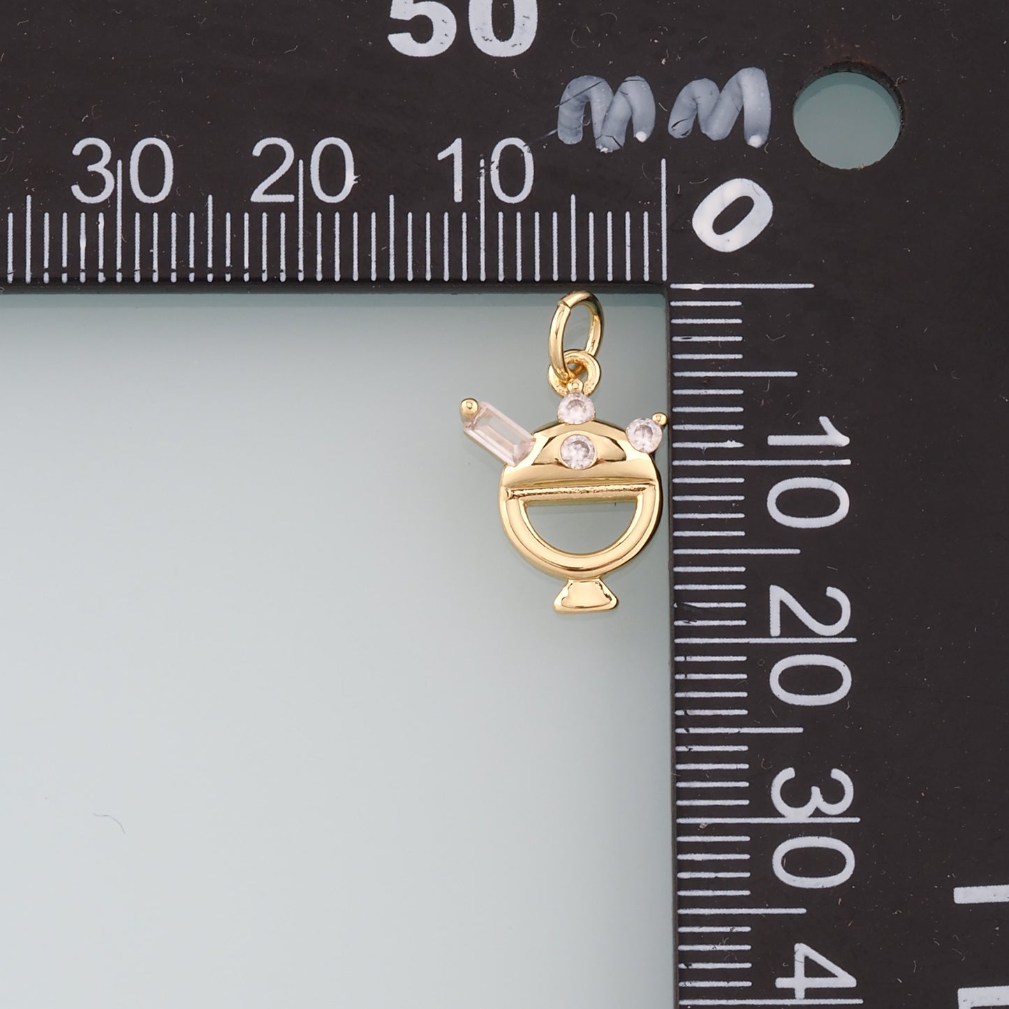 18K Gold Filled Ice Cream Pendant,CZ Micro Pave Ice Cream Charm Bracelet Necklace for DIY Jewelry Making Supply