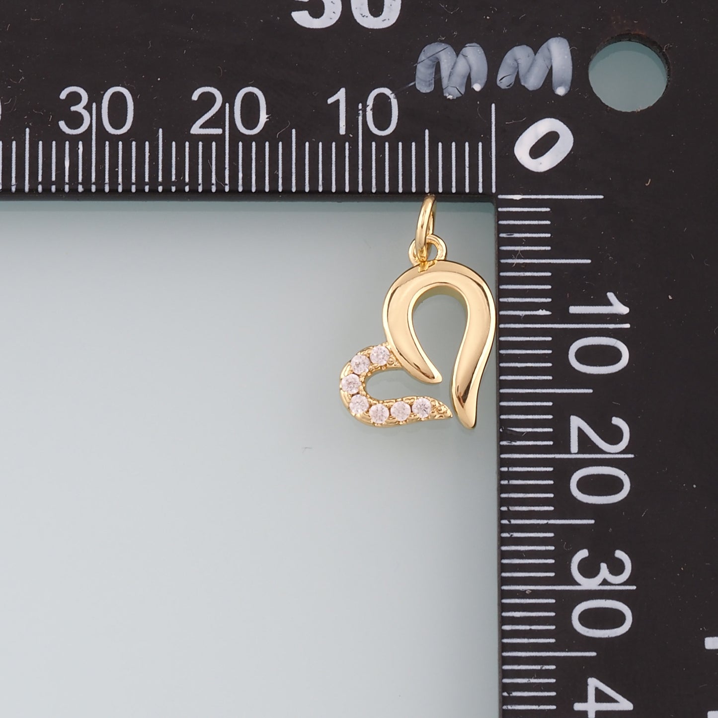 18K Gold Filled Heart Pendant,CZ Micro Pave Heart Charm Bracelet Necklace for DIY Jewelry Making Supply